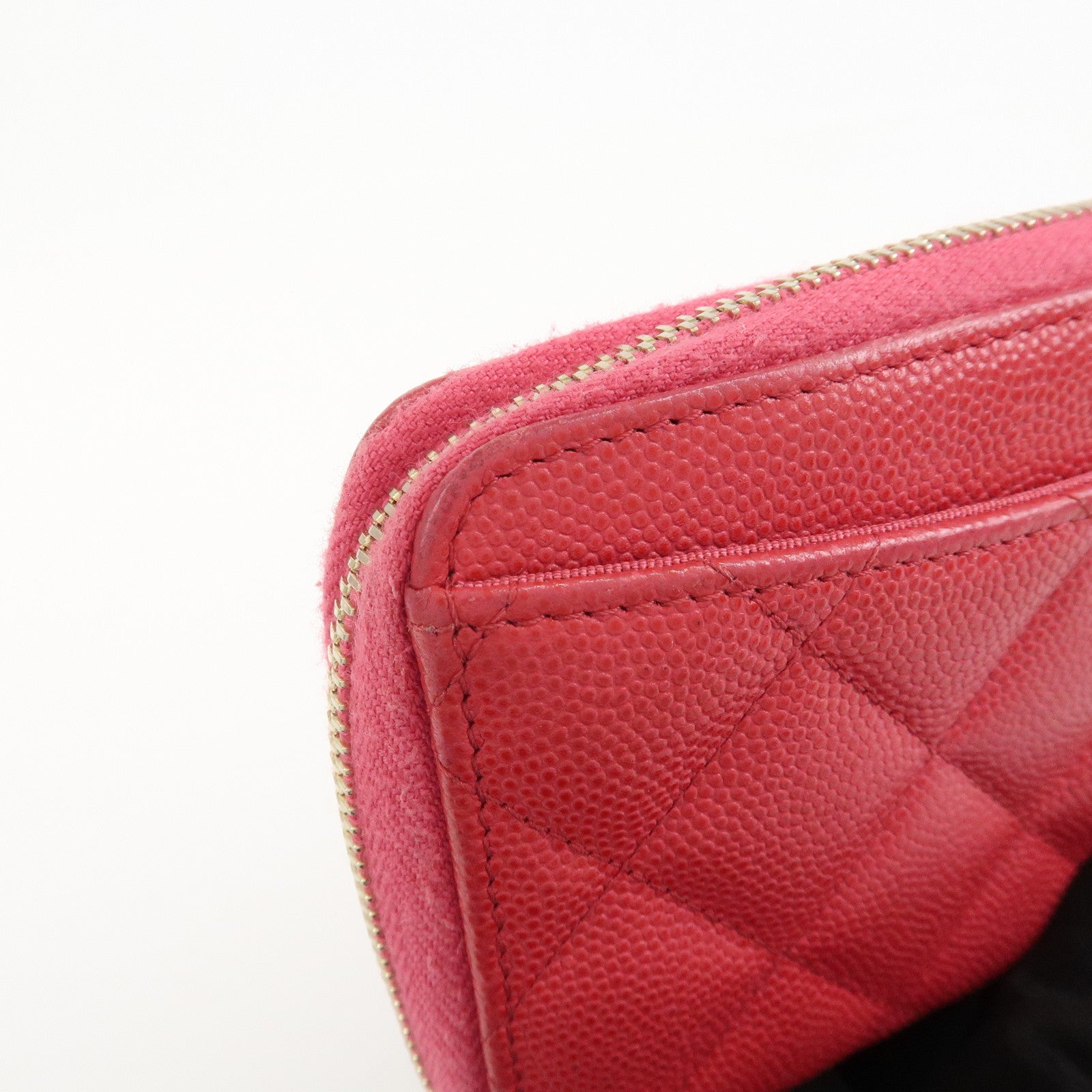 CHANEL COCO Mark Caviarskin Round Zippy Long Wallet Pink