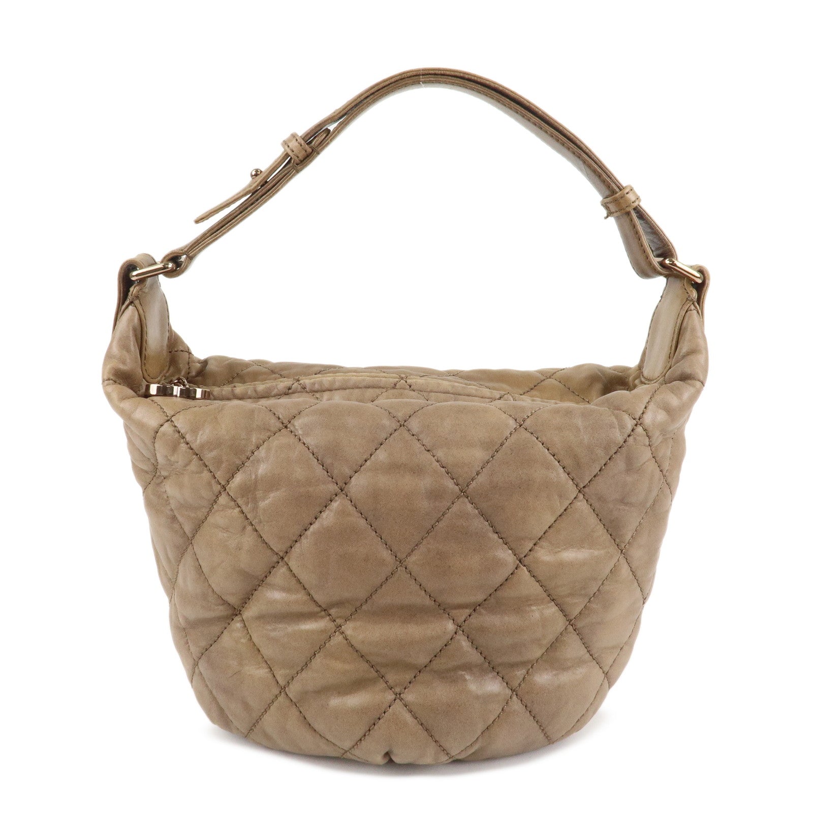 CHANEL Wild Stitch Leather Shoulder Bag Hand Bag Brown Used