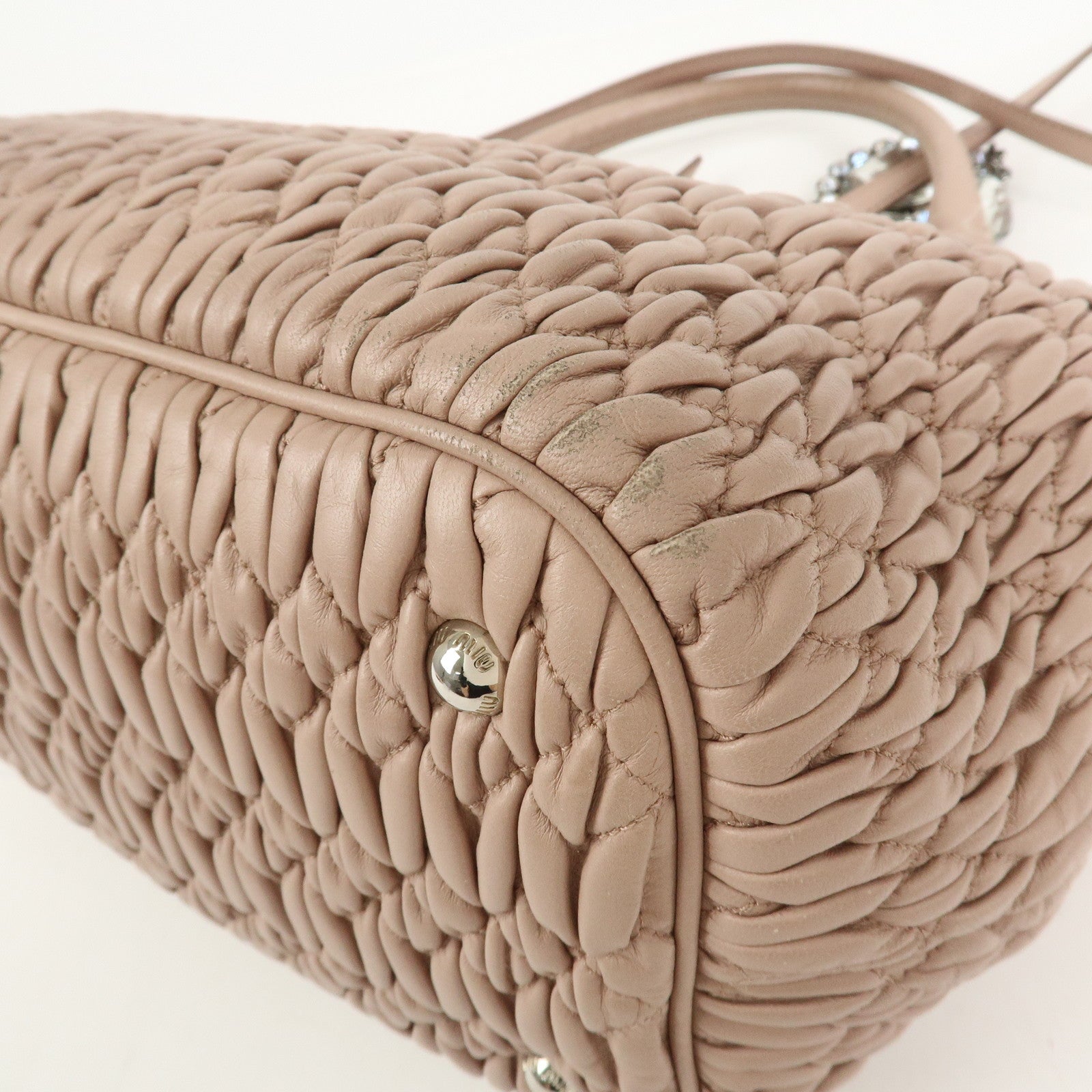 MIU MIU Matelasse Nappa Crystal Leather 2Way Shoulder Bag 5BE896