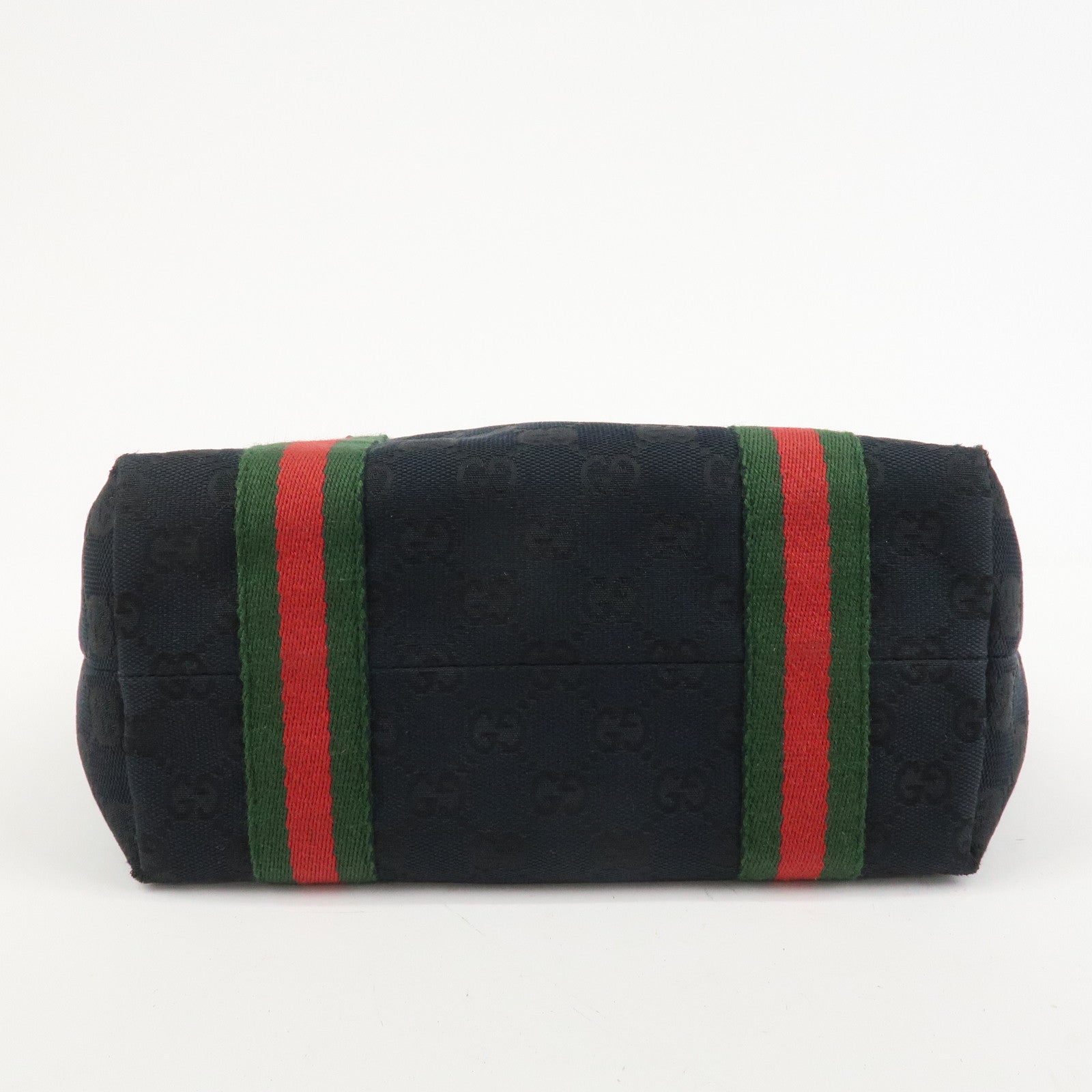 GUCCI Sherry GG Canvas Leathe Tote Bag Hand Bag Black