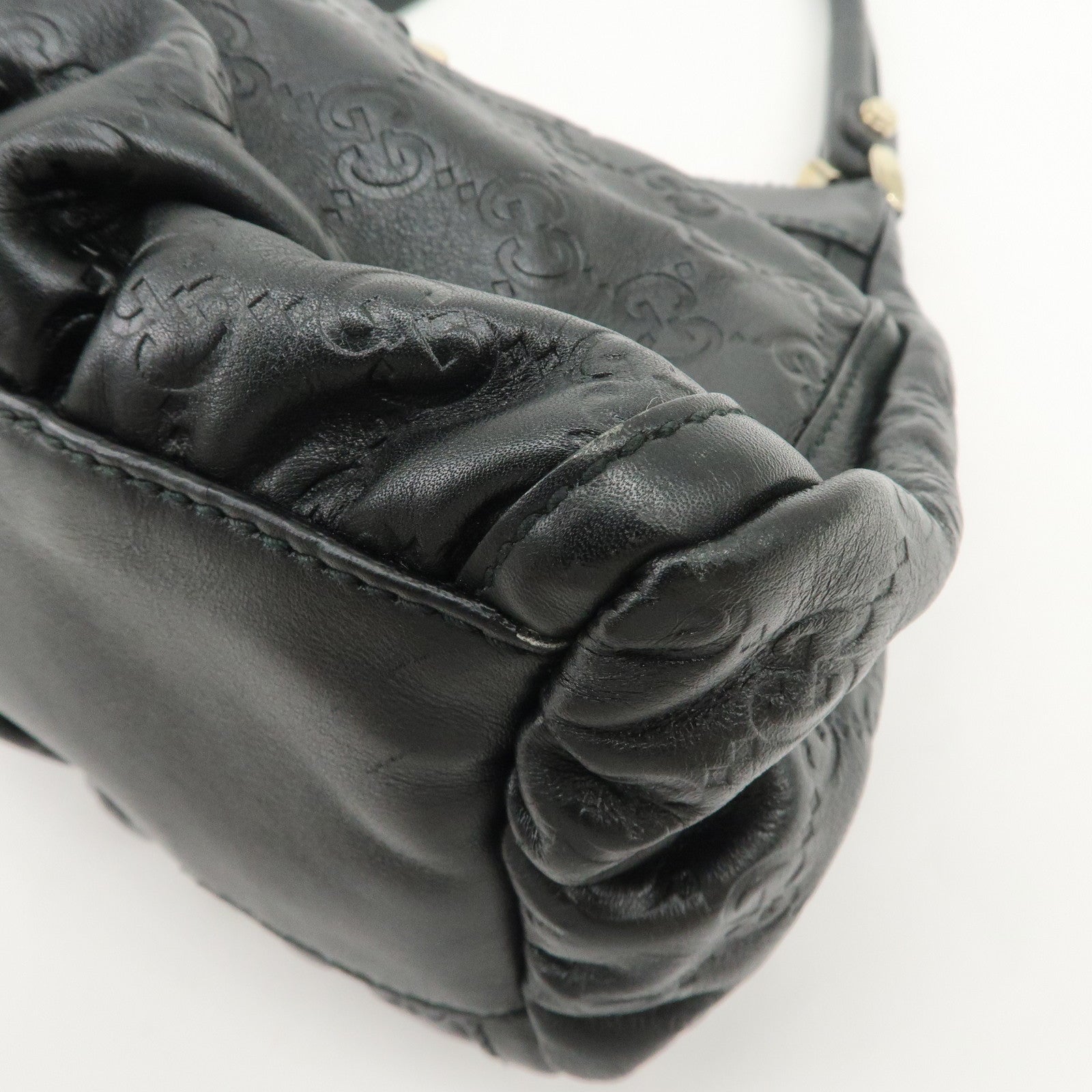 GUCCI Abbey Guccissima Leather Shoulder Bag Hand Bag Black 190525