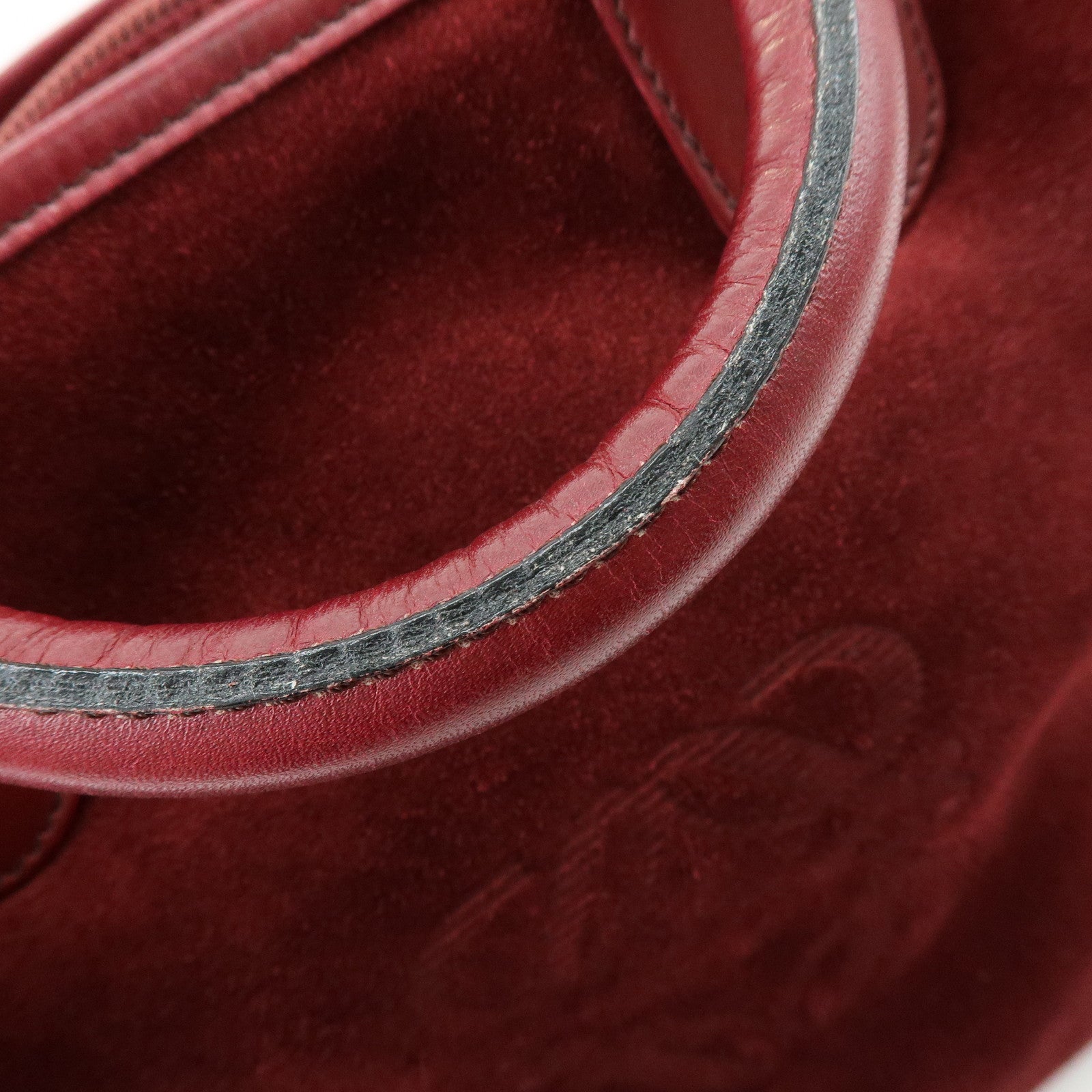 Loewe Anagram Amazona 40 Suede Leather Hand Bag Red Brown
