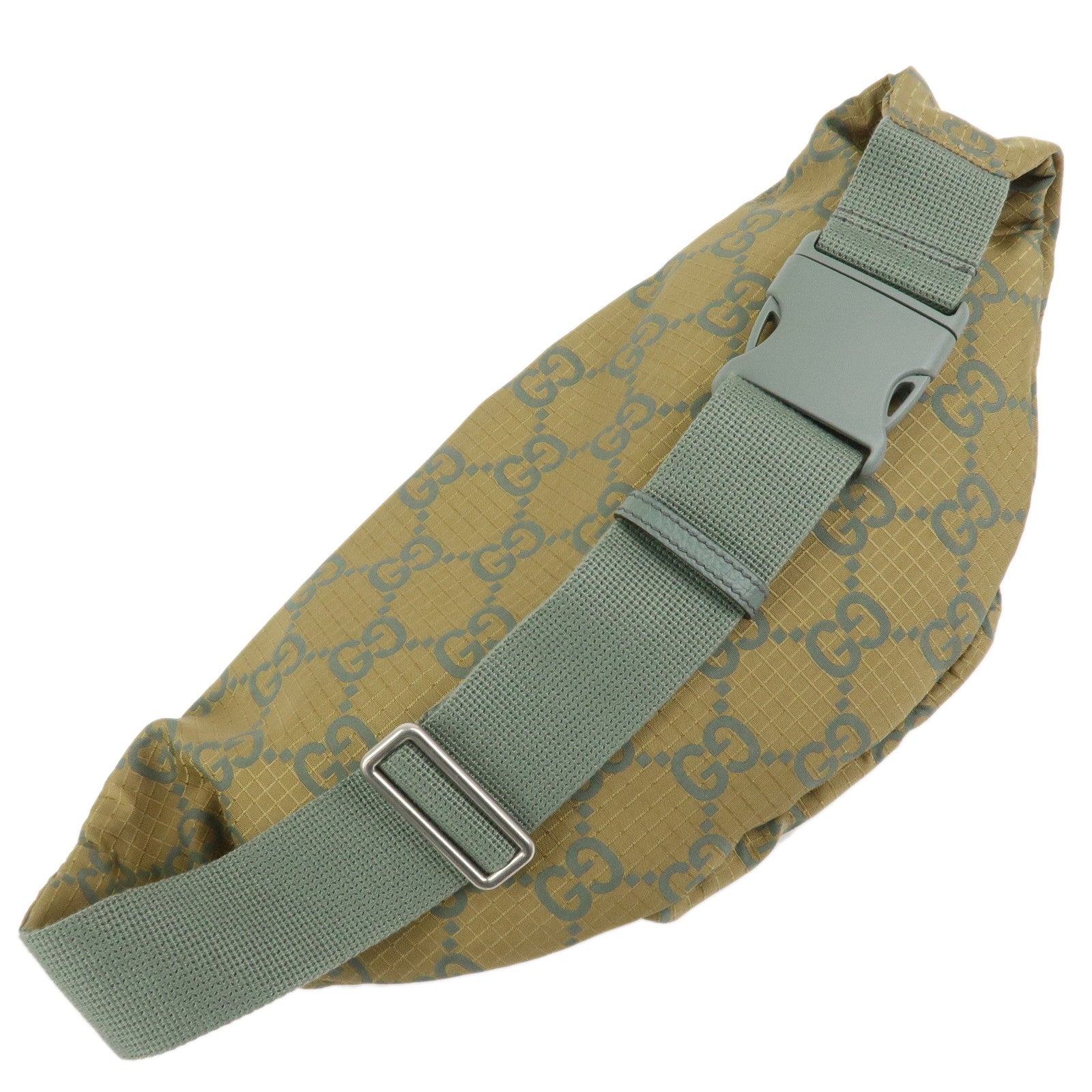 GUCCI GG Monogram GG Ripstop Leather Waist Bag Crossbody Bag Khaki