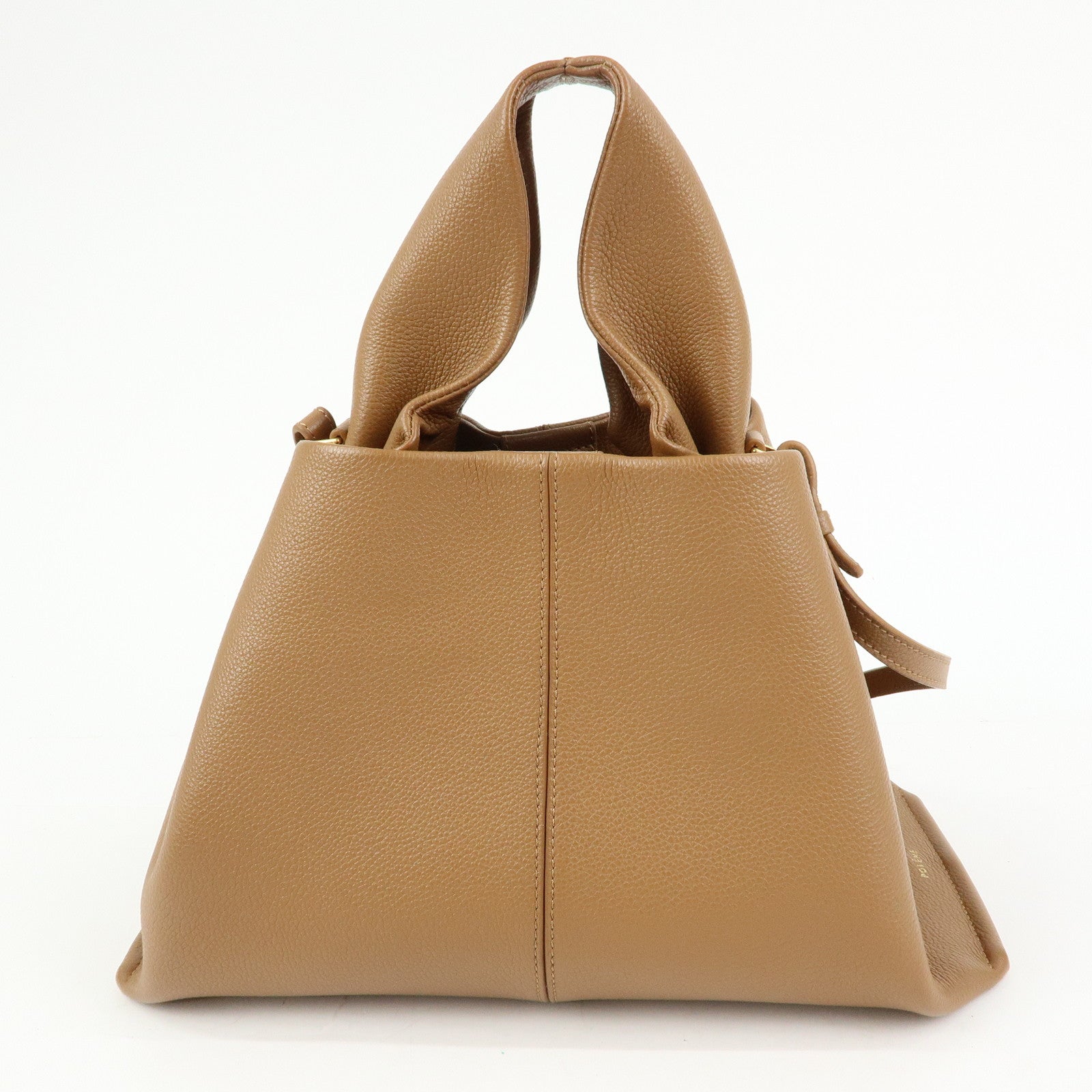 Polene Numero Neuf Grained Calf Leather 2Way Hand Bag Camel