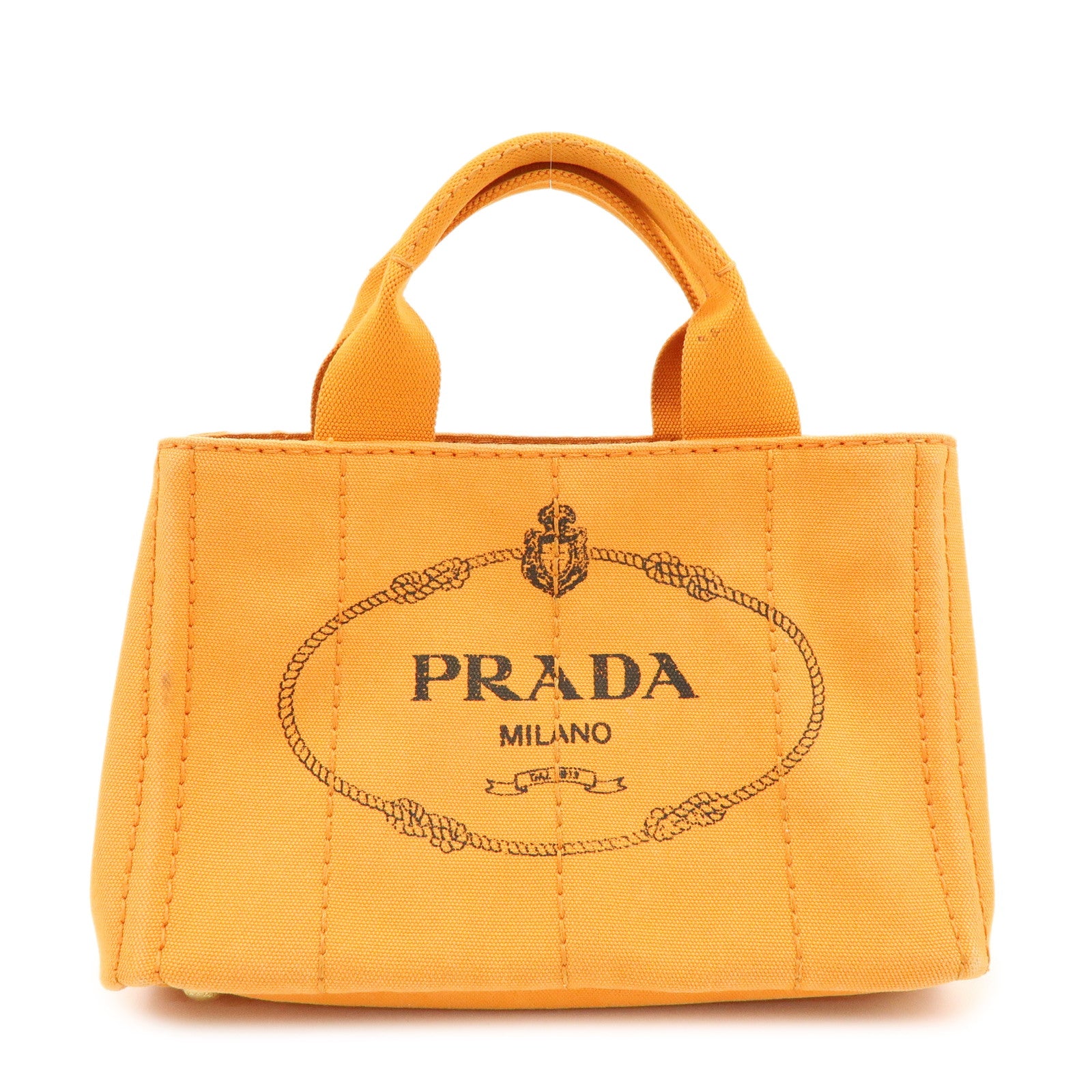 PRADA Canapa Mini Canvas Tote Bag Hand Bag BN2439 Orange