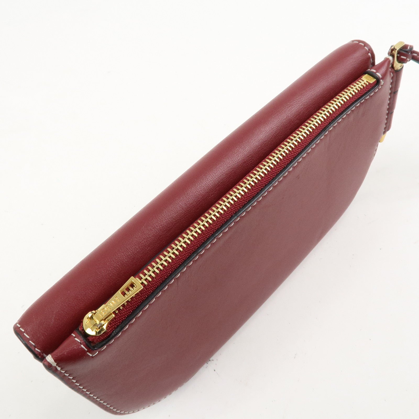 LOEWE Anagram Gate Continental Leather Long Wallet Bordeaux