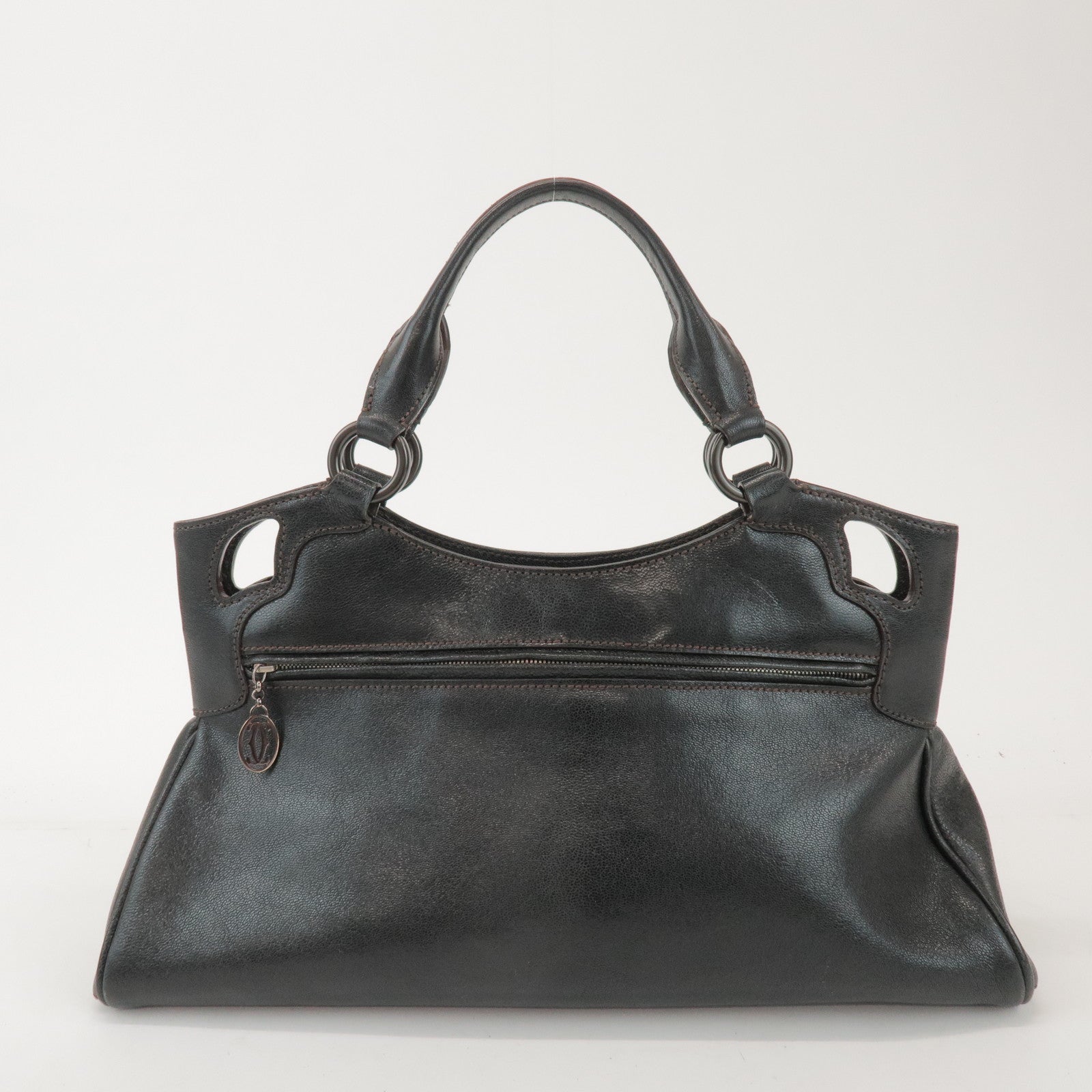 Cartier Marcello de Cartier Leather Hand Bag Tote Bag Black