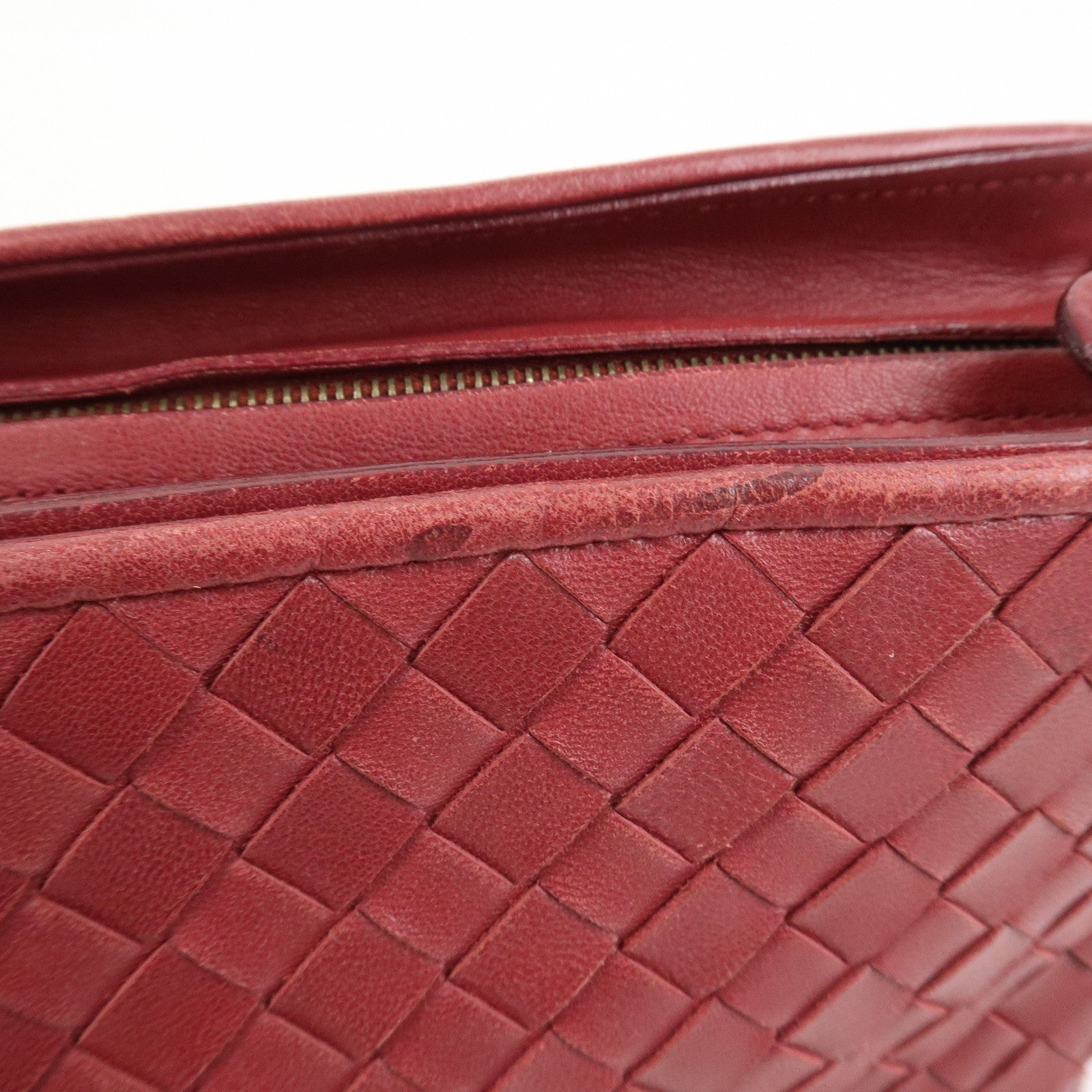 BOTTEGA VENETA Intrecciato Nappa Leather Shoulder Bag Wine Red