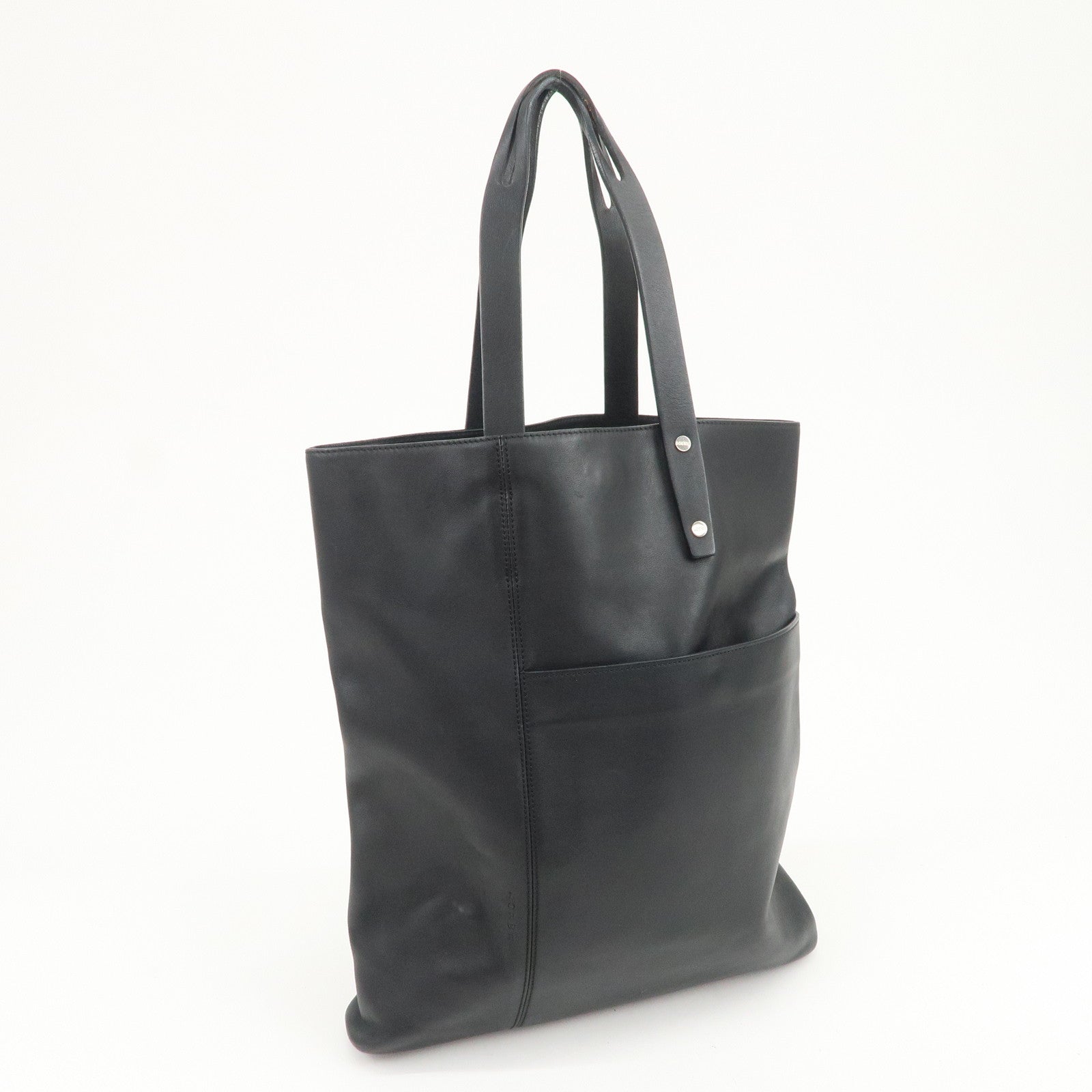 LOEWE Logo Leather Tote Bag Hand Bag Shoulder Bag Black