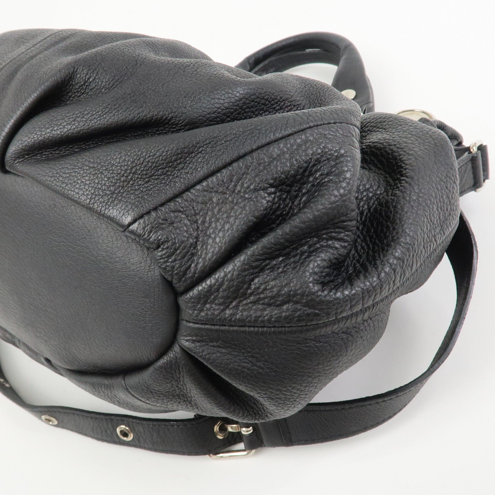 CELINE Macadam Leather Pillow Small 2Way Hand Shoulder Bag Black