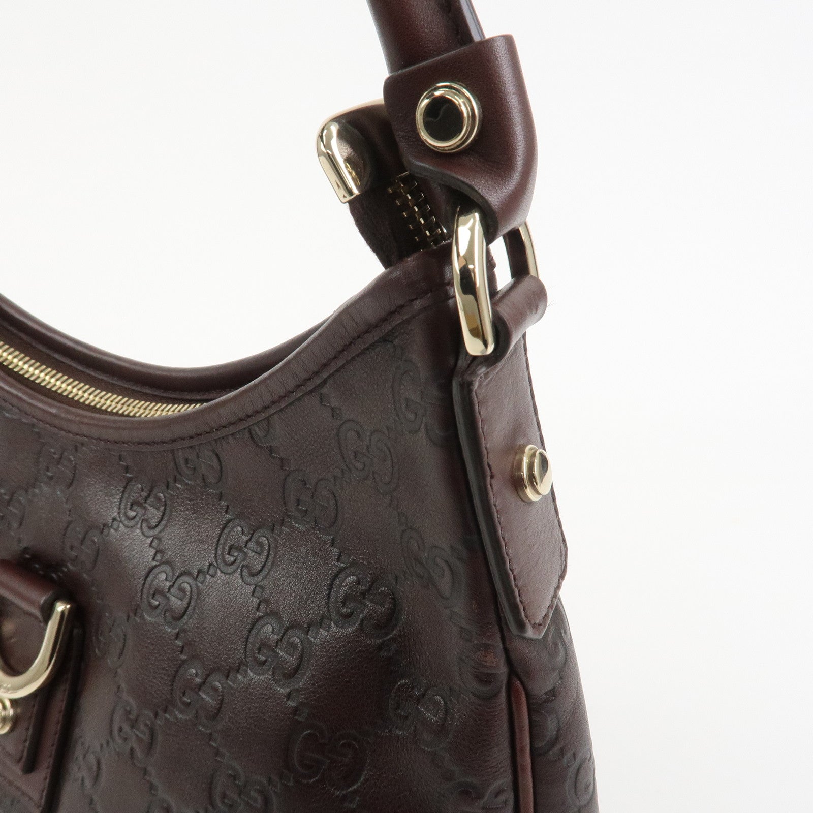 GUCCI Abbey Guccissima Leather Shoulder Bag Dark Brown 130738