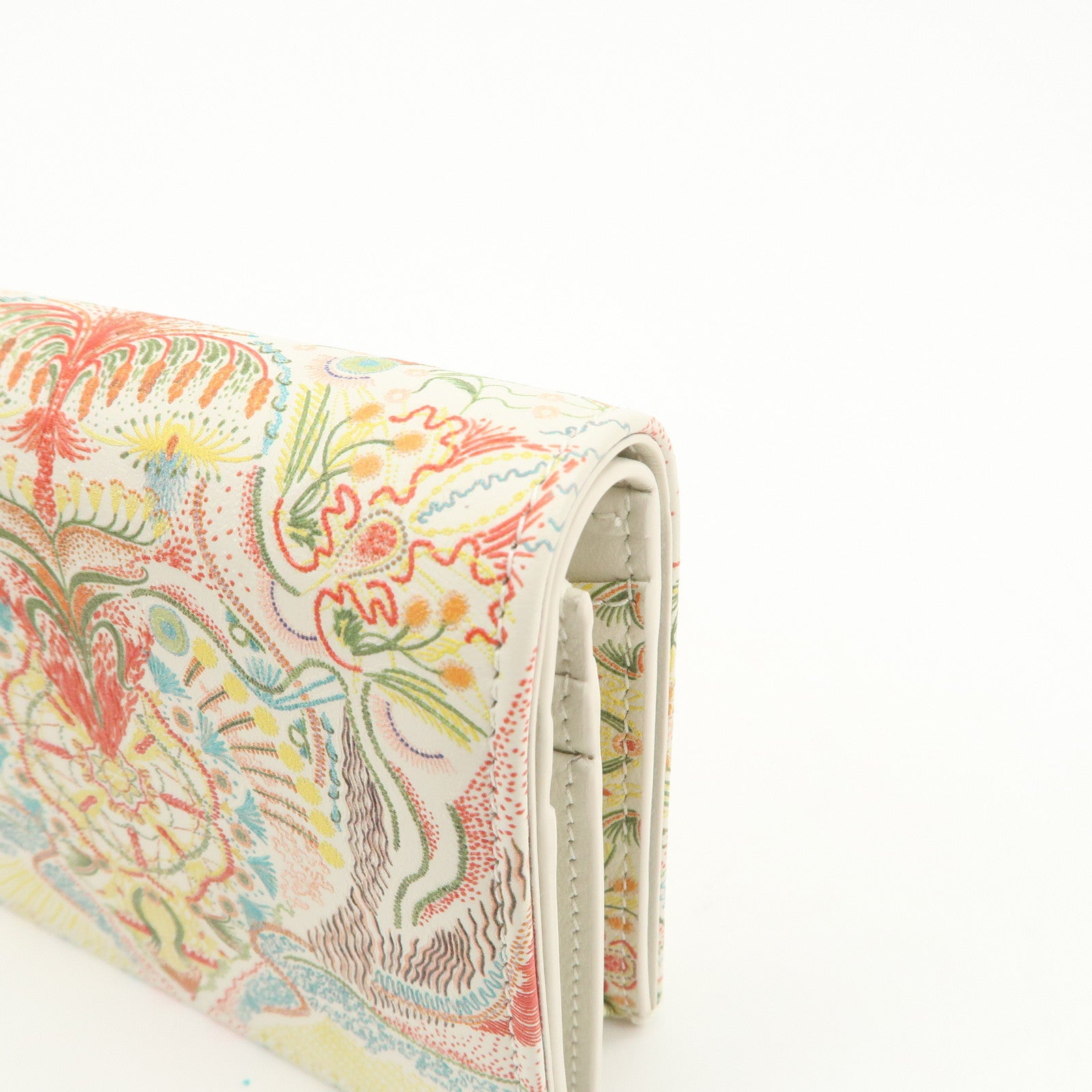 Christian Dior Logo Leather Bi-fold Comact Wallet Ivory Multicolor