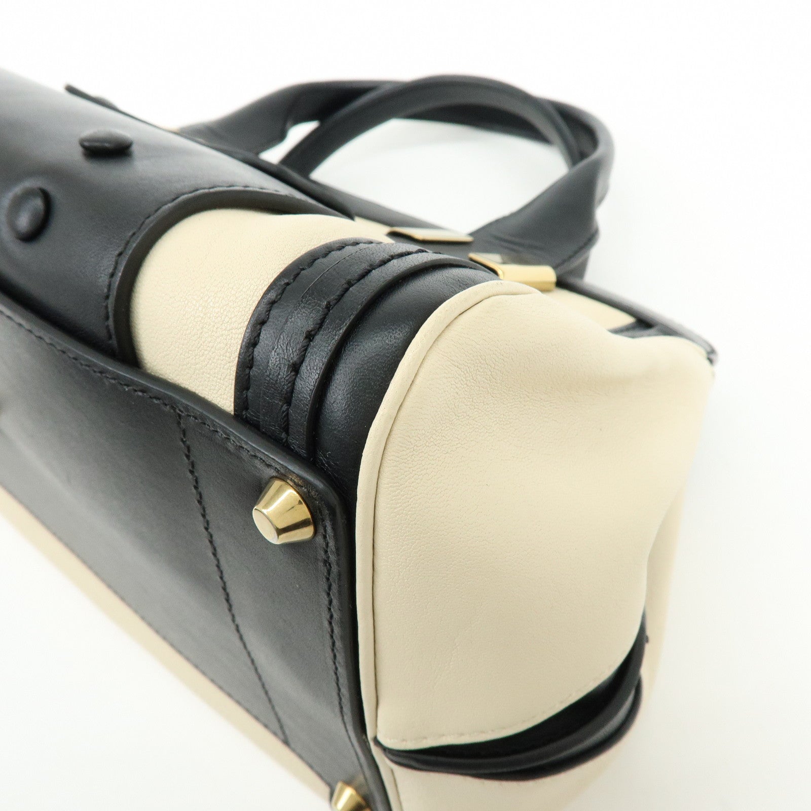 Chloe Leather Alice Mini Bag 2Way Bag Shoulder Hand Bag Black Ivory