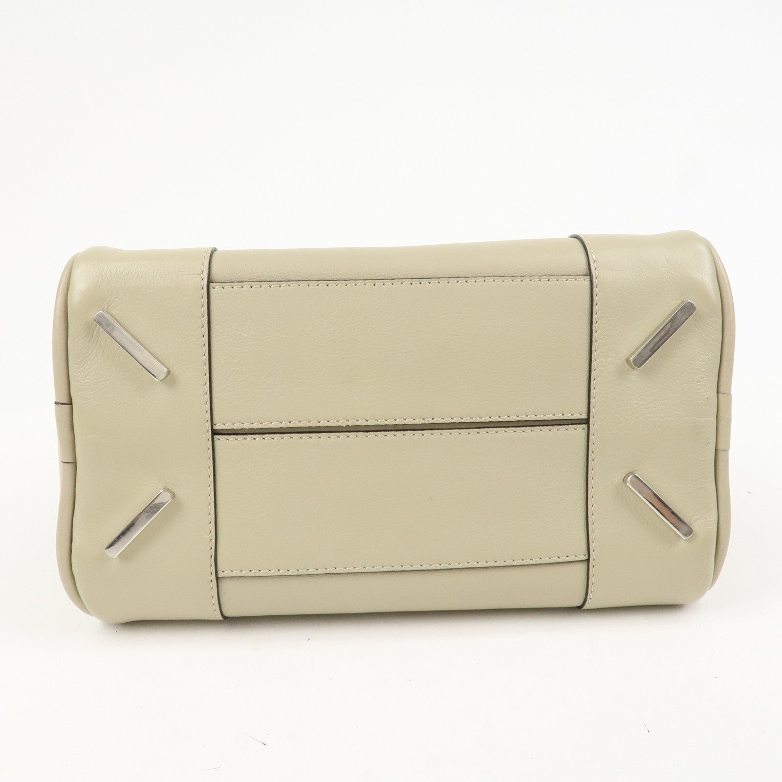LOEWE Anagram Amazona 75 Leather Hand Bag Beige Silver