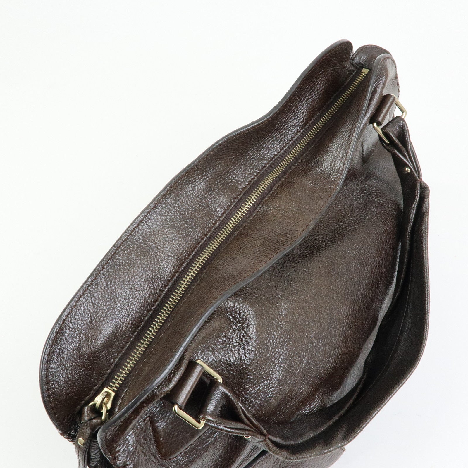 CELINE Bittersweet Leather Shoulder Bag Hand Bag Brown