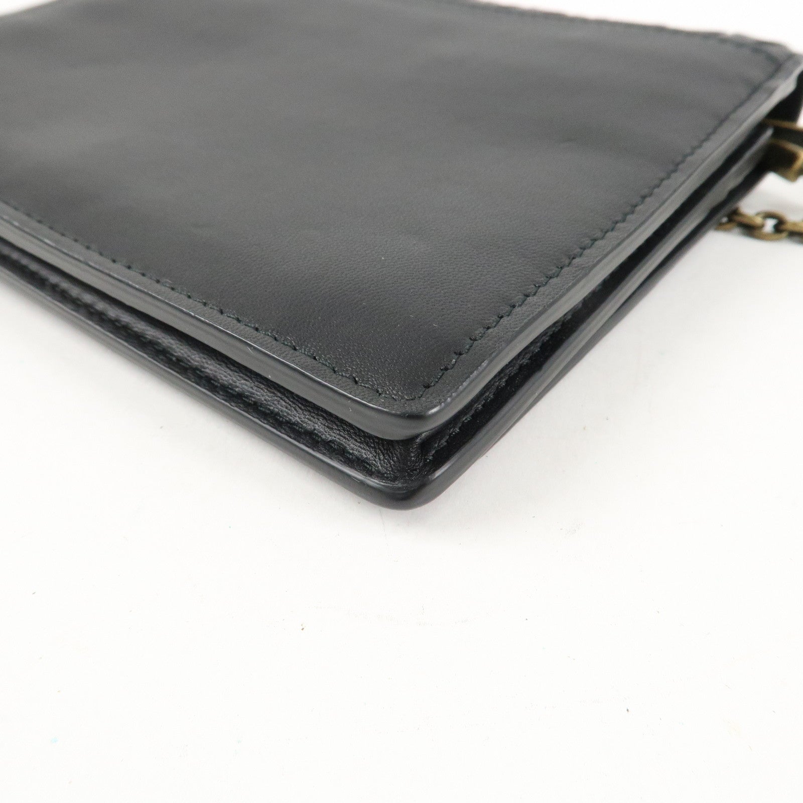 BOTTEGA VENETA  Intrecciato Leather Chain Shoulder Bag Black 508752 Used