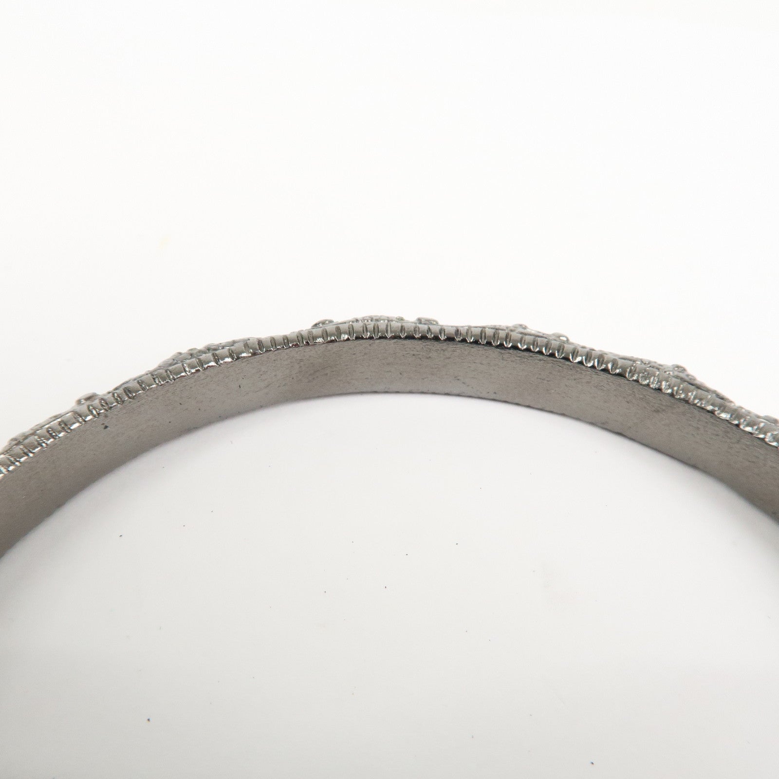 CHANEL COCO Mark Bangle Bracelet Metal Silver Grey