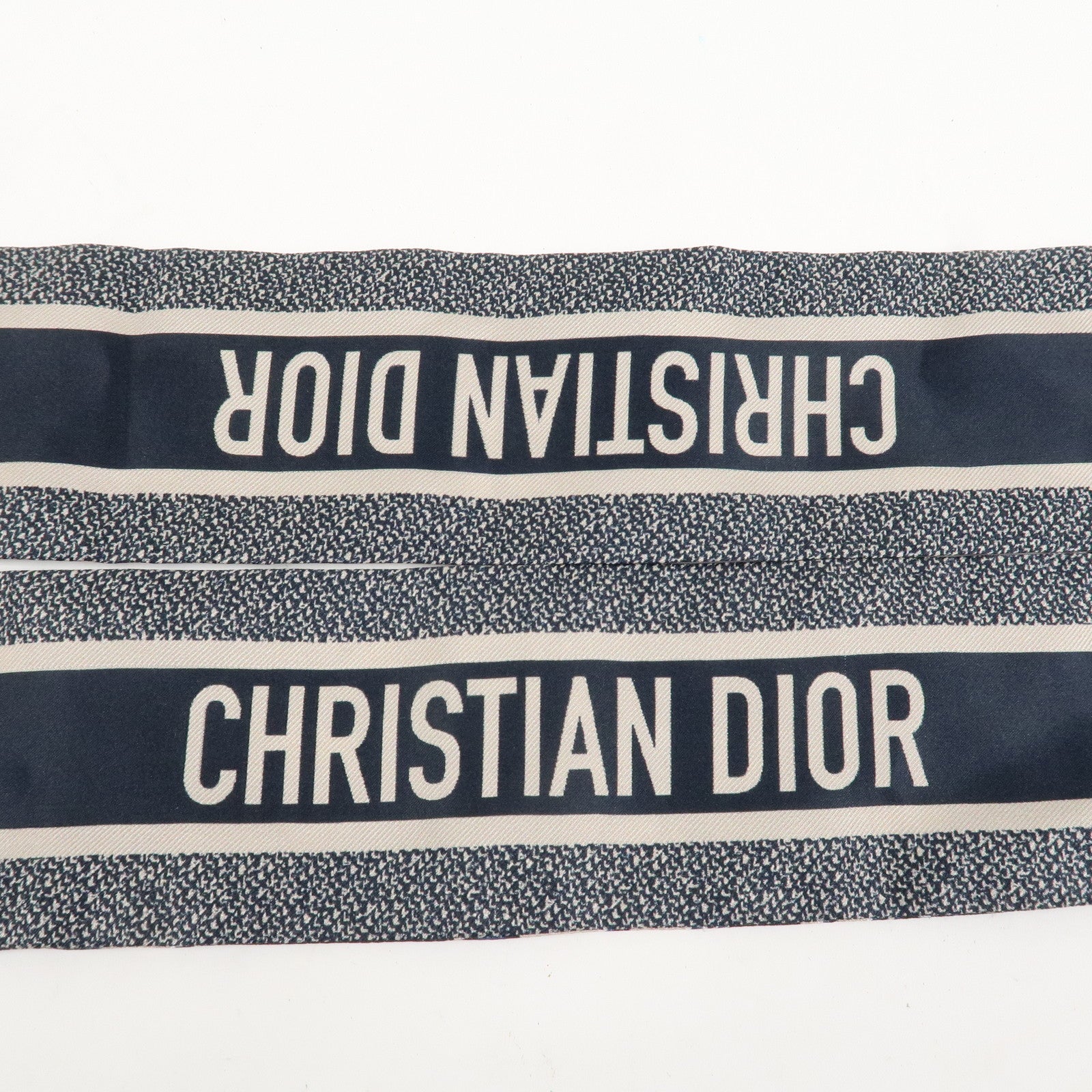 Christian Dior Oblique Mitzah Silk 100% Scarf Navy