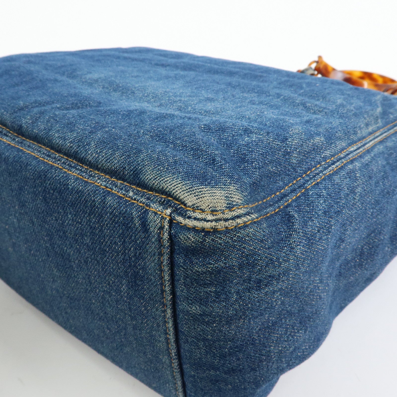 CHANEL COCO Mark Denim Tote Bag Shoulder Bag Blue