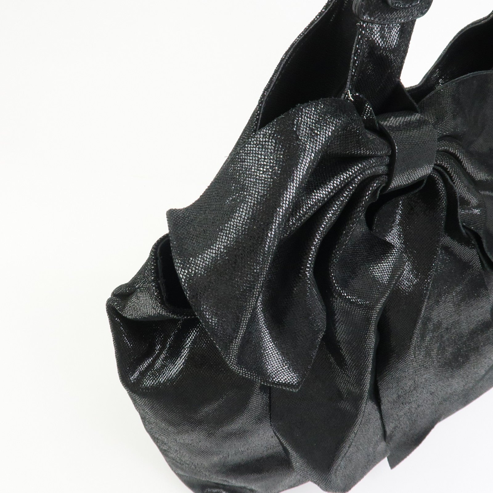 VALENTINO RED Valentino Leather Ribbon Tote Bag Shoulder Bag Black