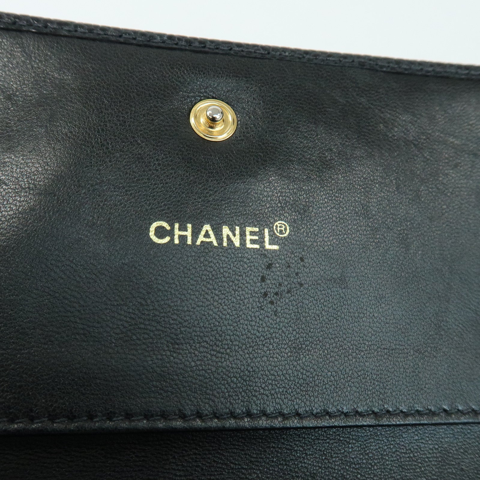 CHANEL COCO Mark Caviarskin Compact Wallet Flap Wallet Black