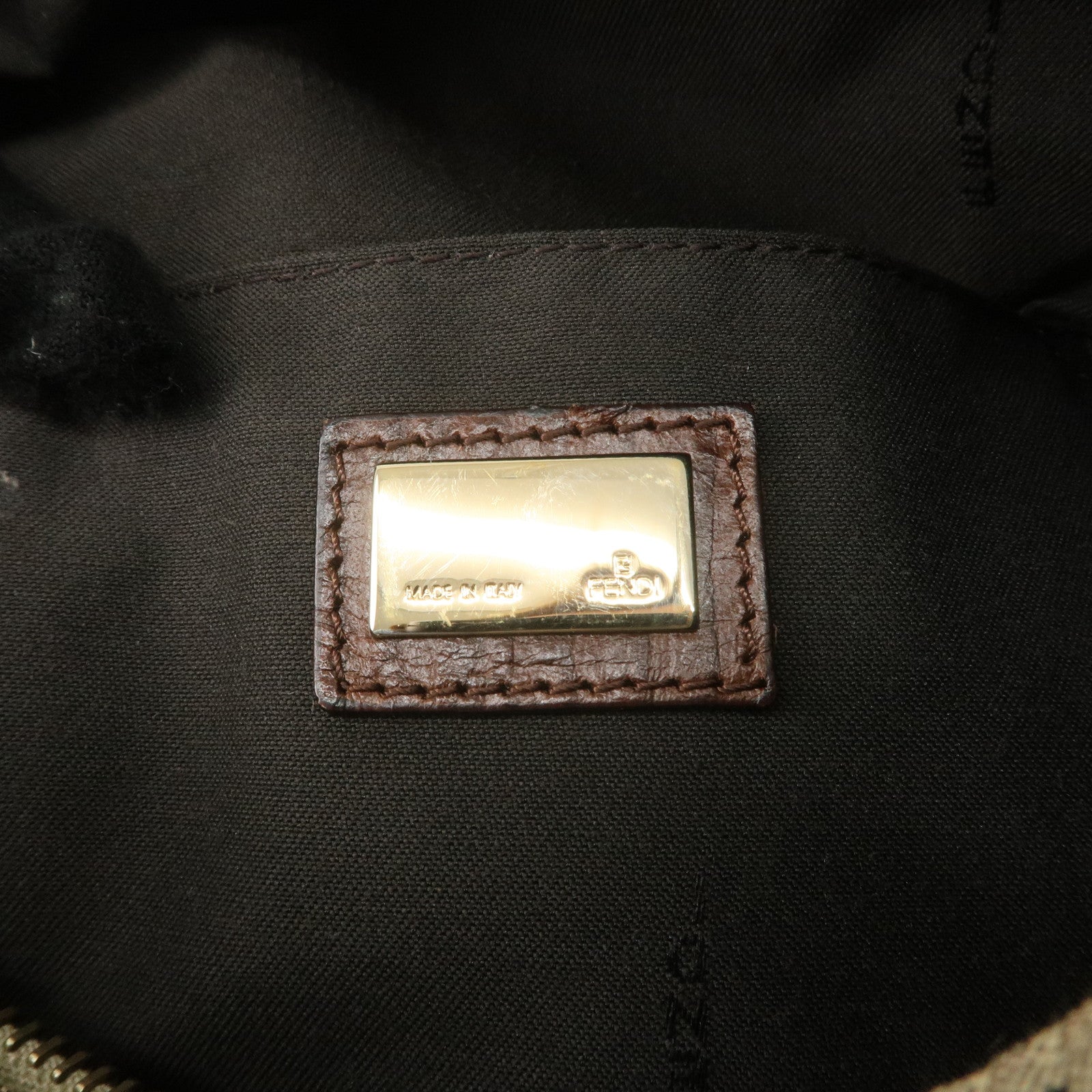 FENDI Zucchino Canvas Leather Boston Bag Brown Beige 8BL068 Used