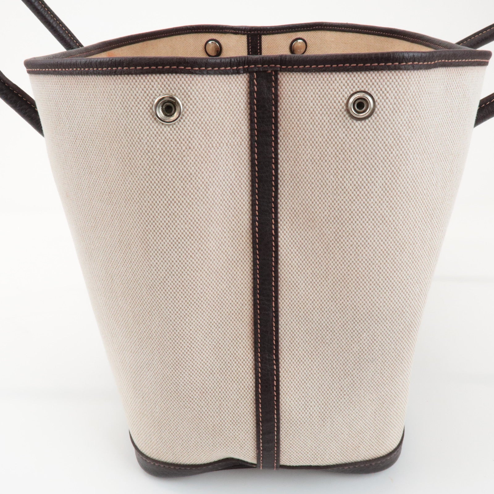 HERMES Toile Ash Garden Party PM □H Stamped Tote Bag Brown