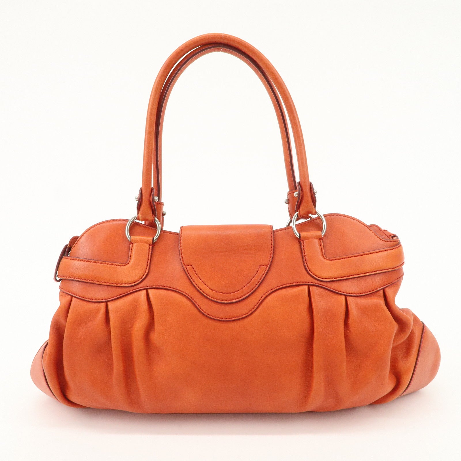 Ferragamo Gancini Gathered Shoulder Bag Hand Bag Orange