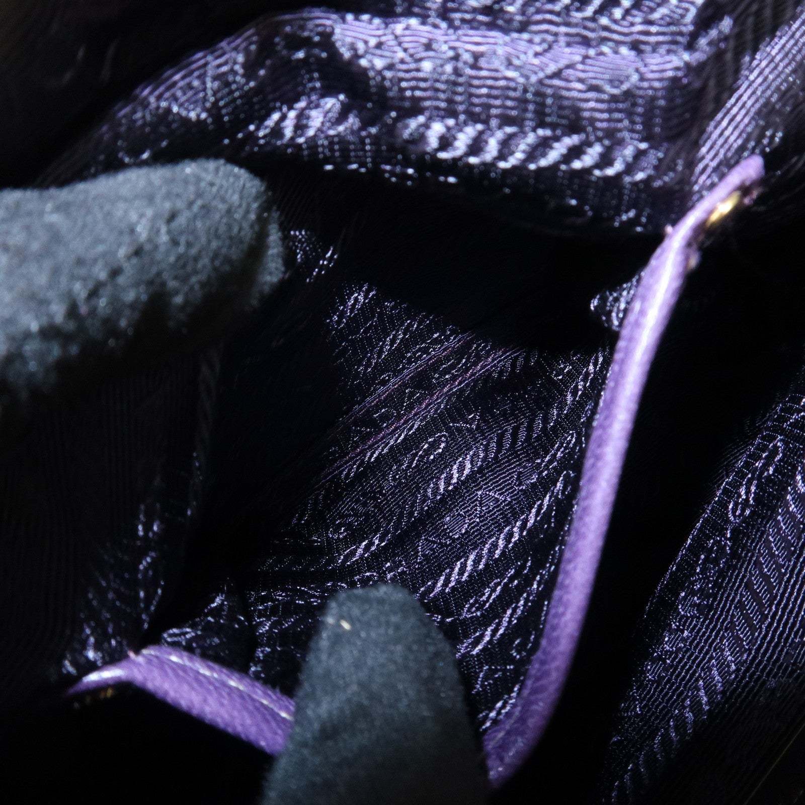 PRADA Logo Nappa Leather Ribbon Mini Shoulder Bag Purple 1NF727