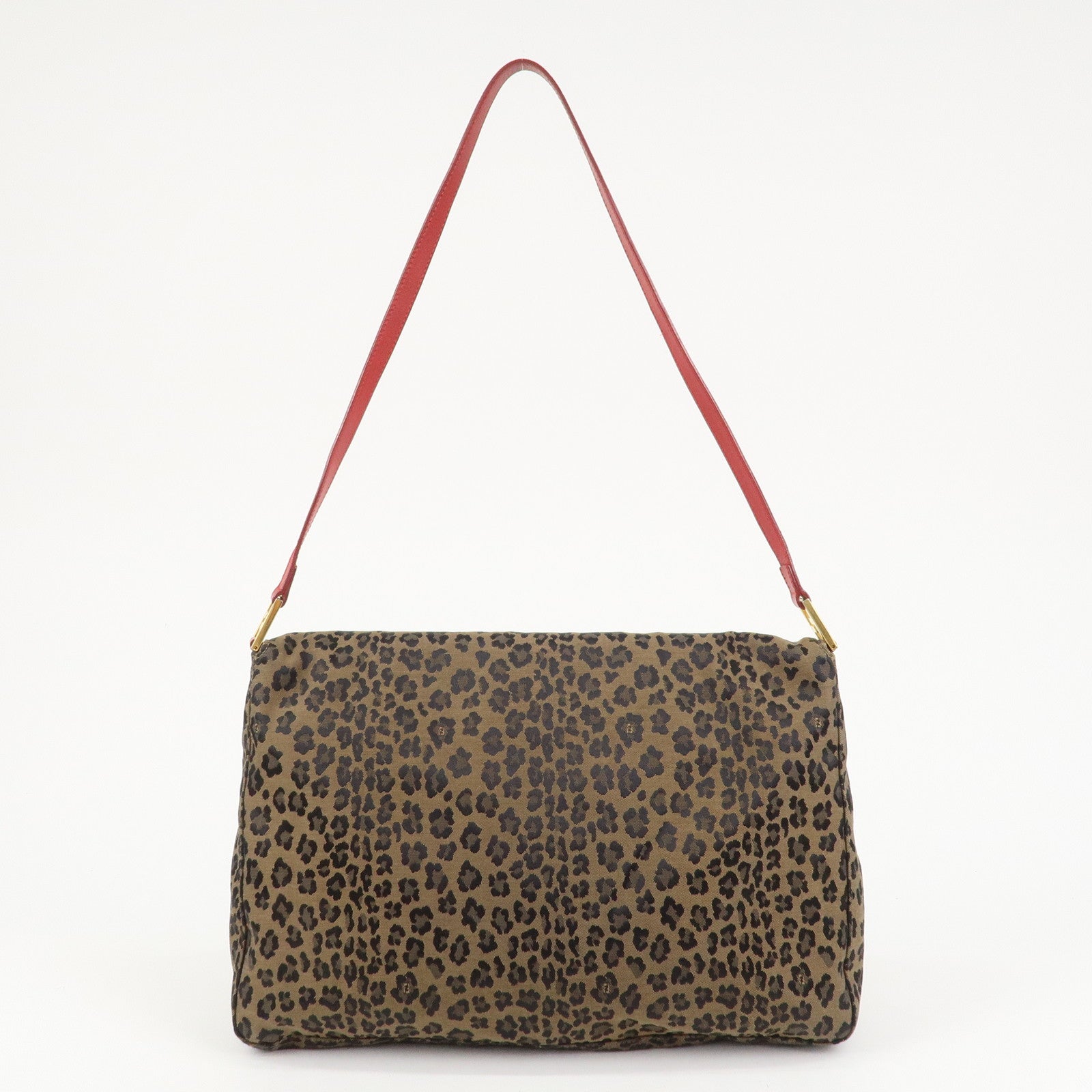 FENDI Canvas Leather Shoulder Bag Crossbody Bag Leopard 263570
