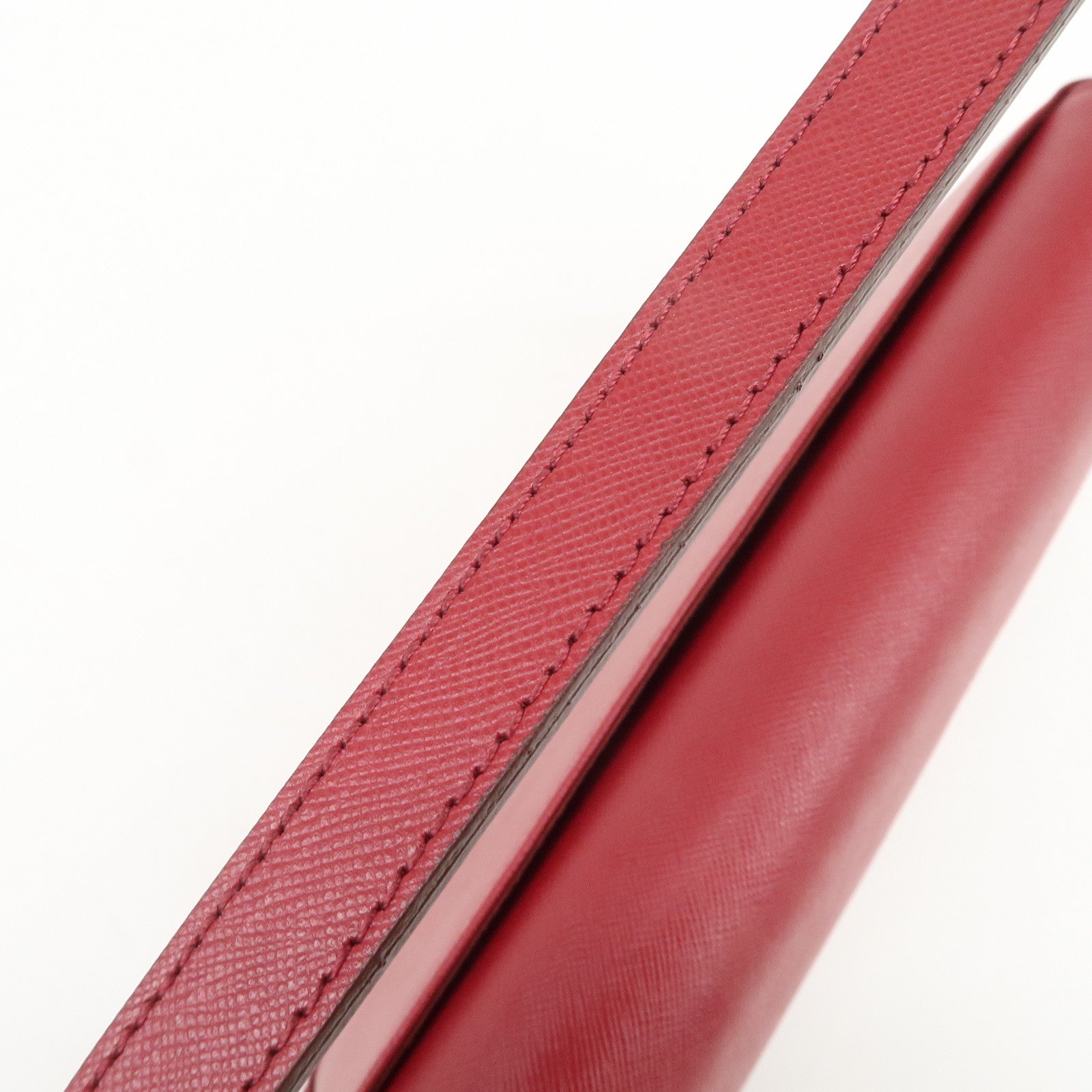 BURBERRY Logo Leather Shoulder Bag Hand Bag Red Silver