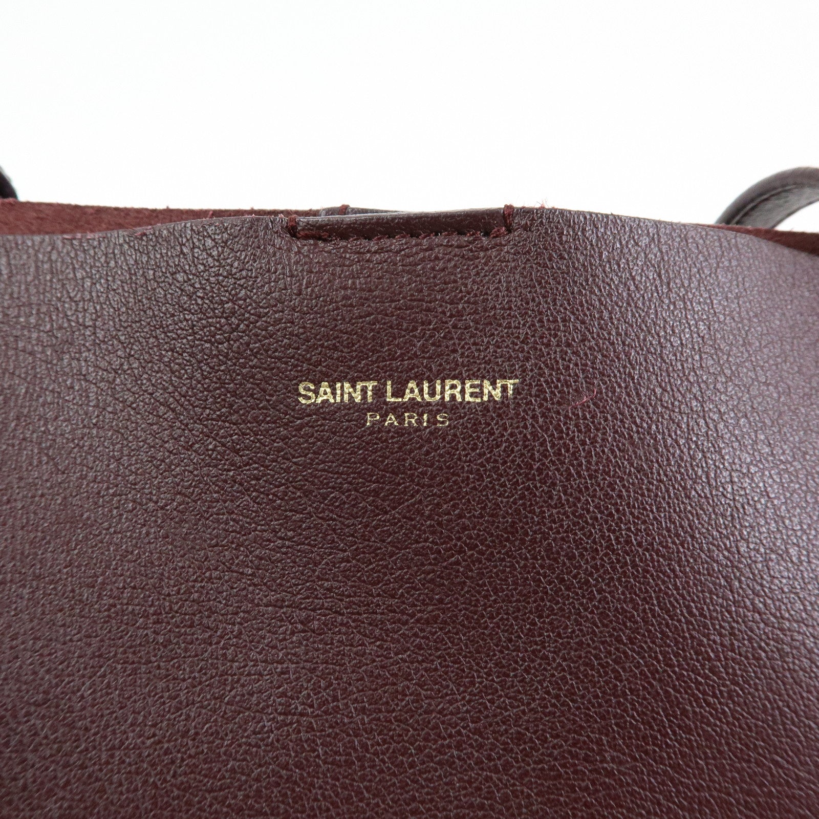 SAINT LAURENT PARIS Calf Leather Tote Shoulder Bag Bordeaux 394195
