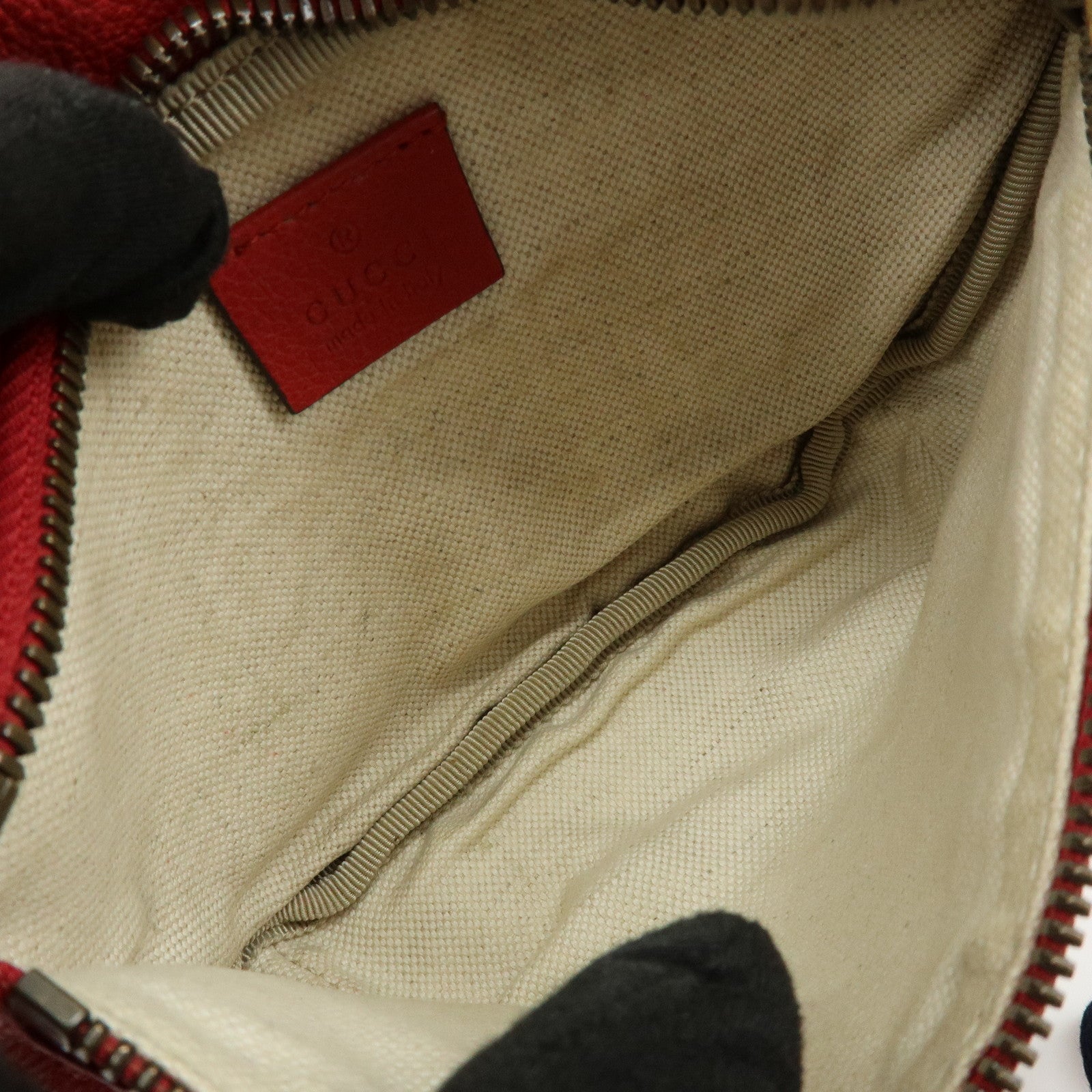 GUCCI Sherry Leather Waist Pouch Body Bag Red 527792