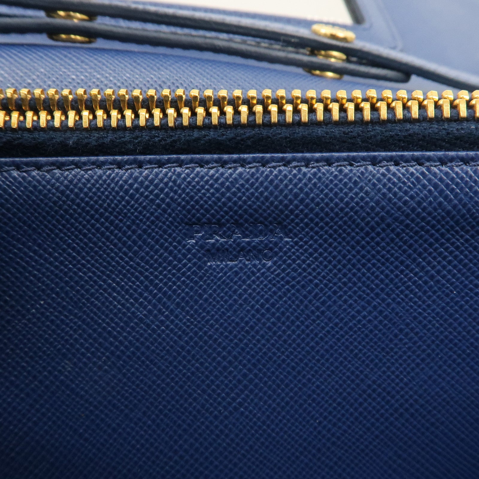 PRADA Logo Saffiano Leather Shoulder Bag Crossbody Bag Blue 1M1361