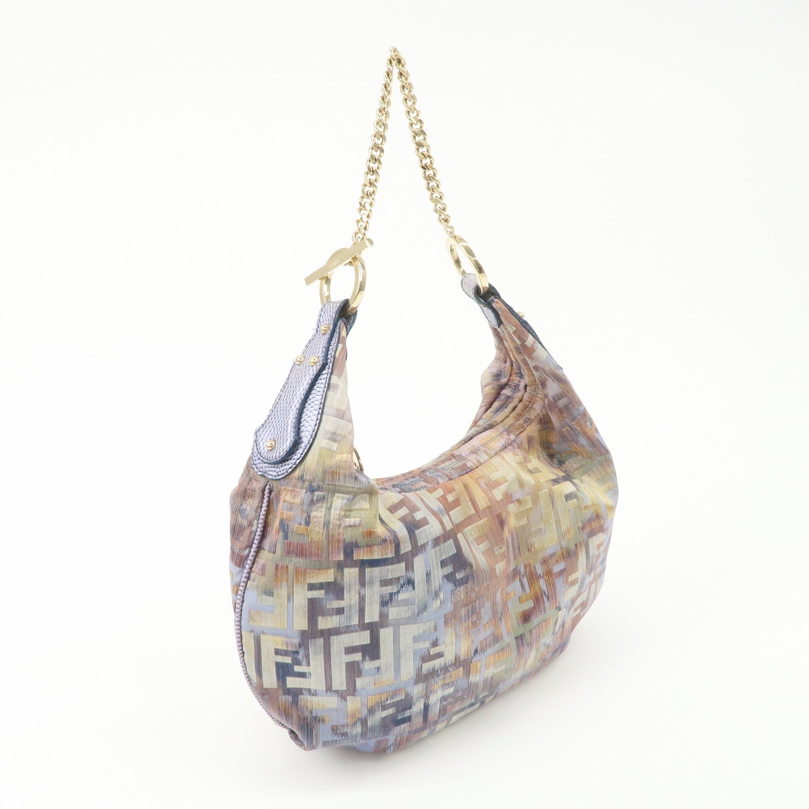 FENDI Zucca Canvas Chain Shoulder Bag Multicolor 8BR581