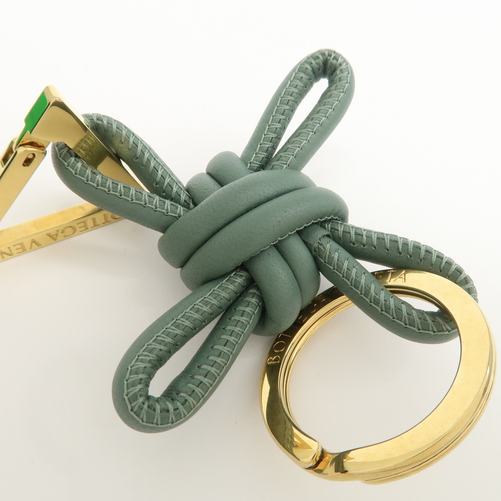 BOTTEGA VENETA Metal Leather Bag Charm Key Charm Green