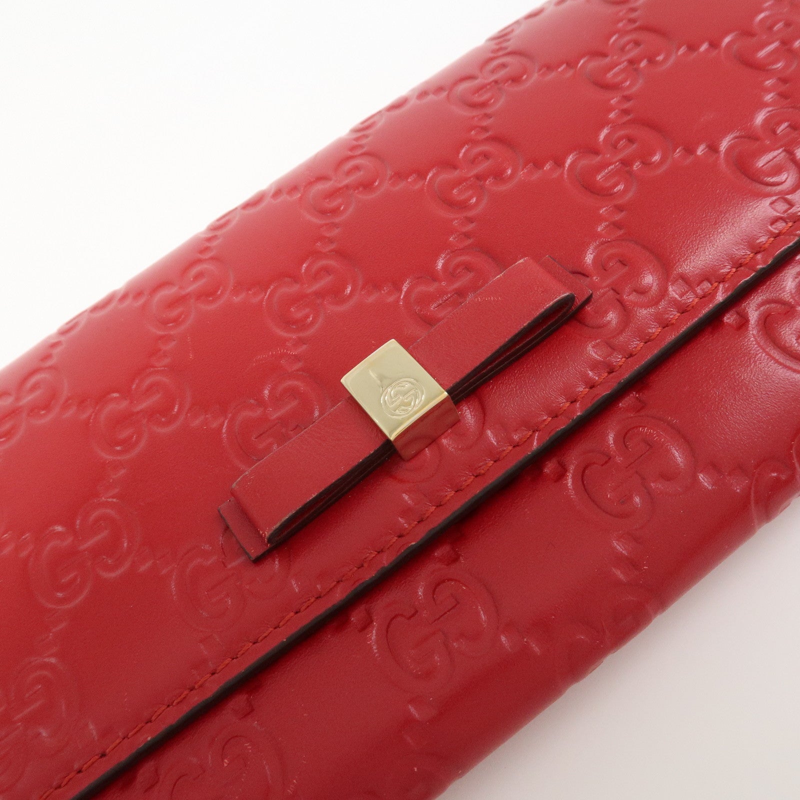 GUCCI Guccissima Interlocking G Flap Long Wallet Red 388679
