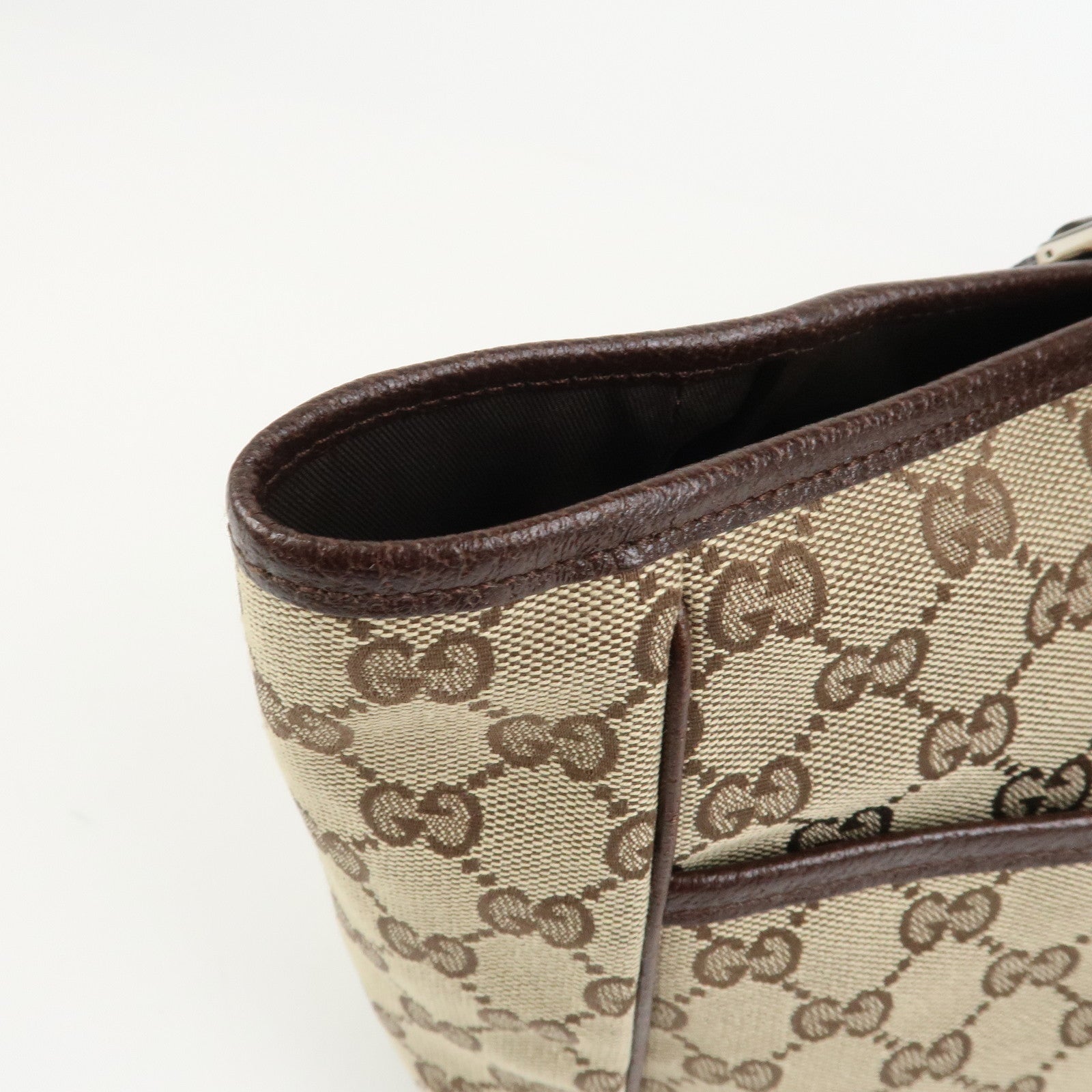 GUCCI Sherry GG Canvas Leather Tote Bag Shoulder Bag Brown 145758