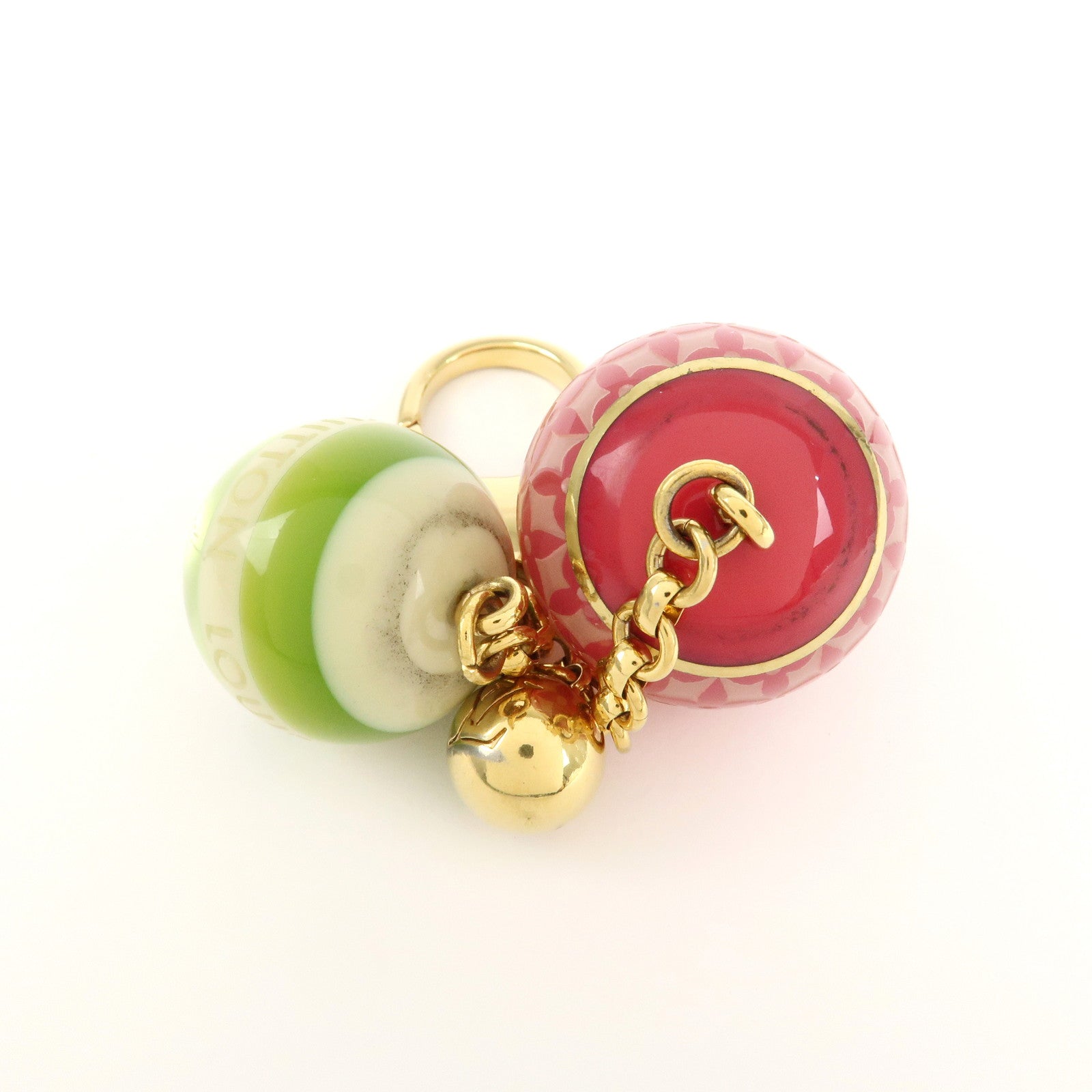 Louis Vuitton Bijoux Sac Mini Lin Bag Charm Pink Green Gold M95507 Used