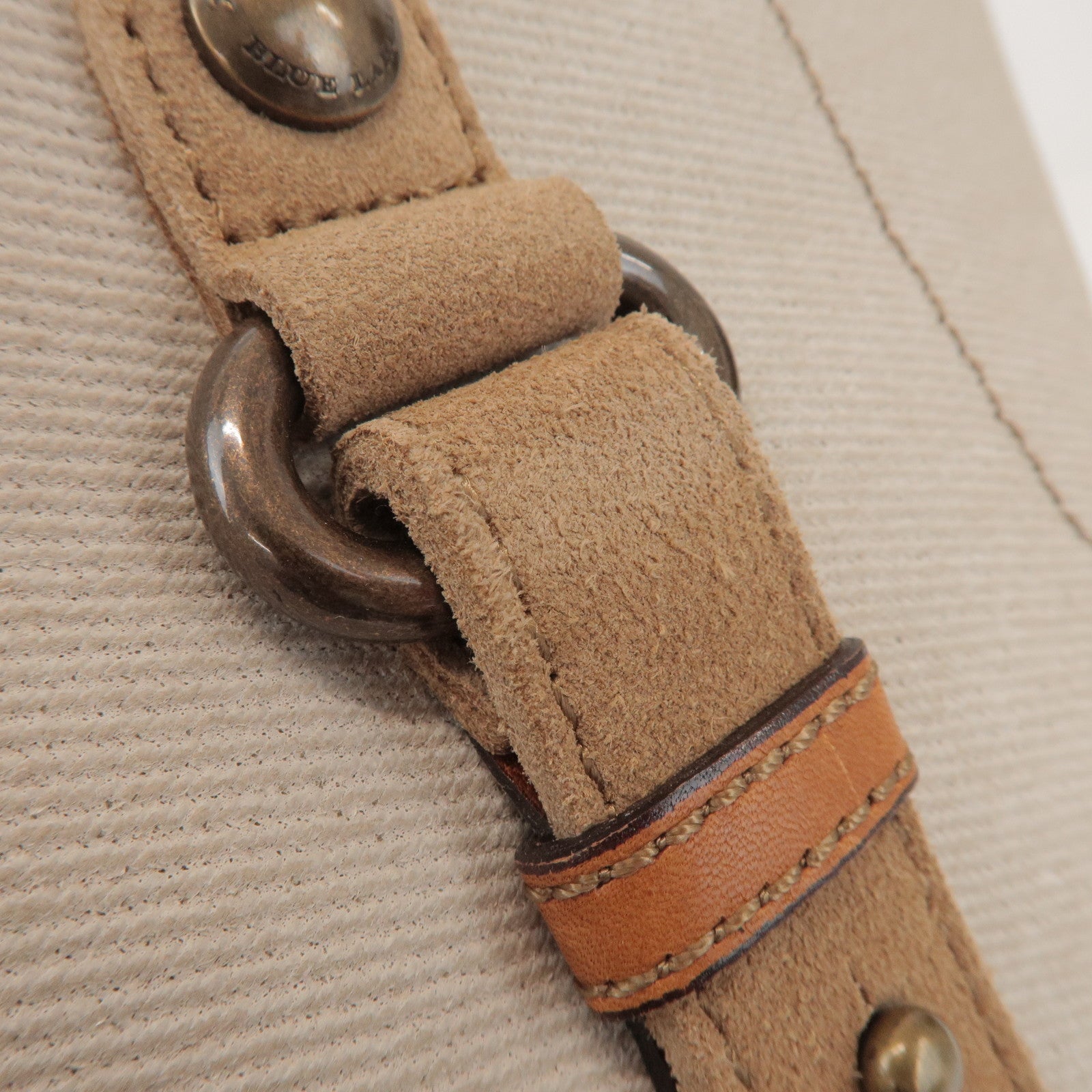 BURBERRY Blue Label Canvas Suede Leather Tote Bag Natural Brown