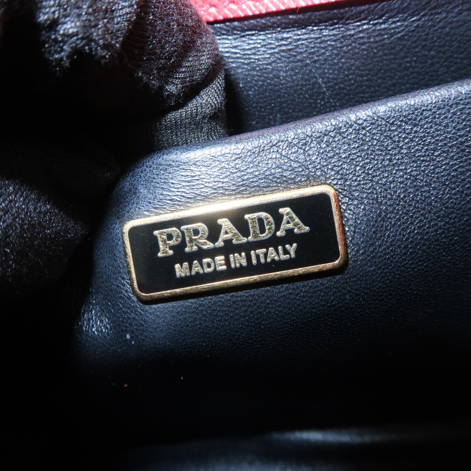 PRADA Logo Saffiano Leather Chain Shoulder Bag Red 1BH007