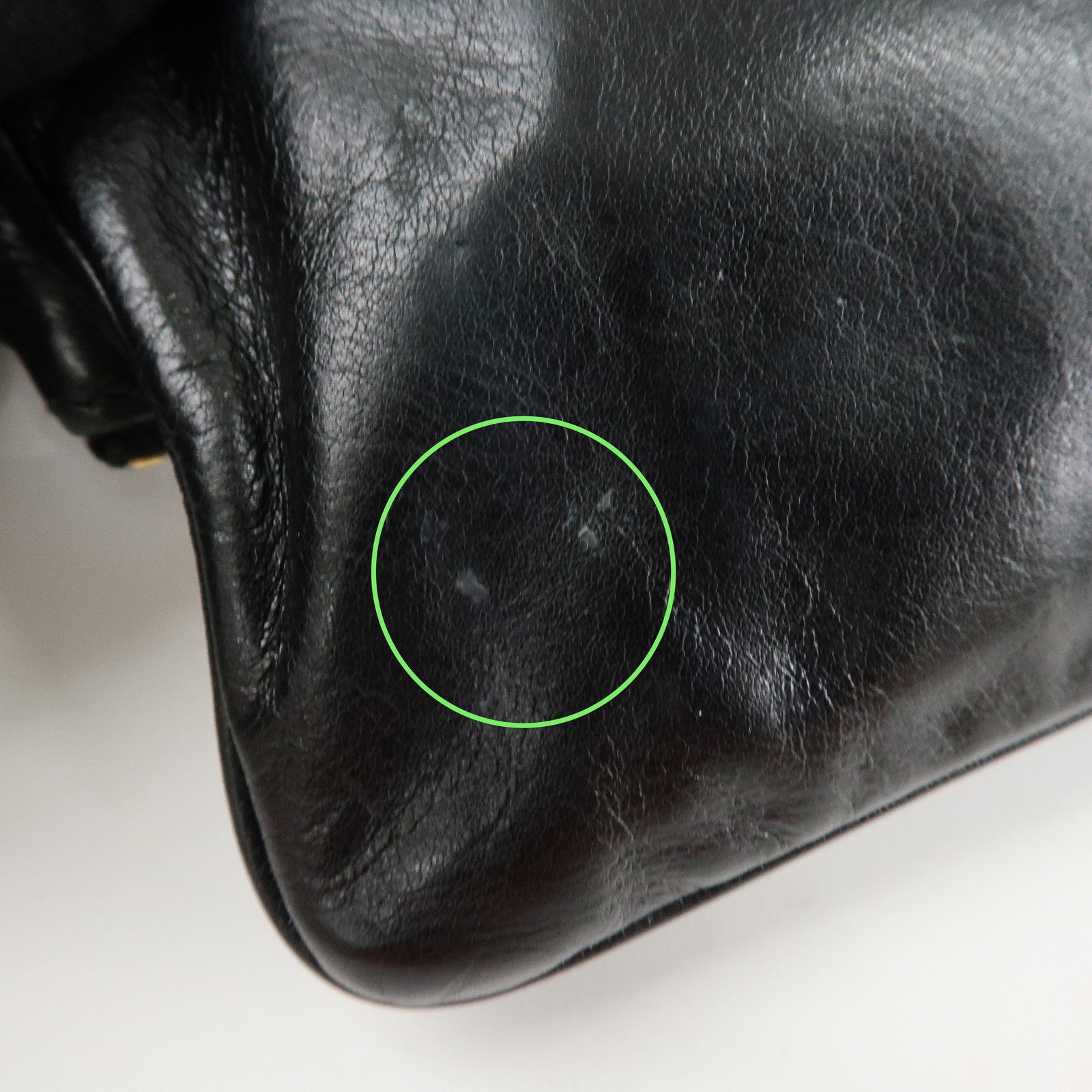 GUCCI Bamboo Leather Clutch Bag Black Gold Hardware 218496 Used