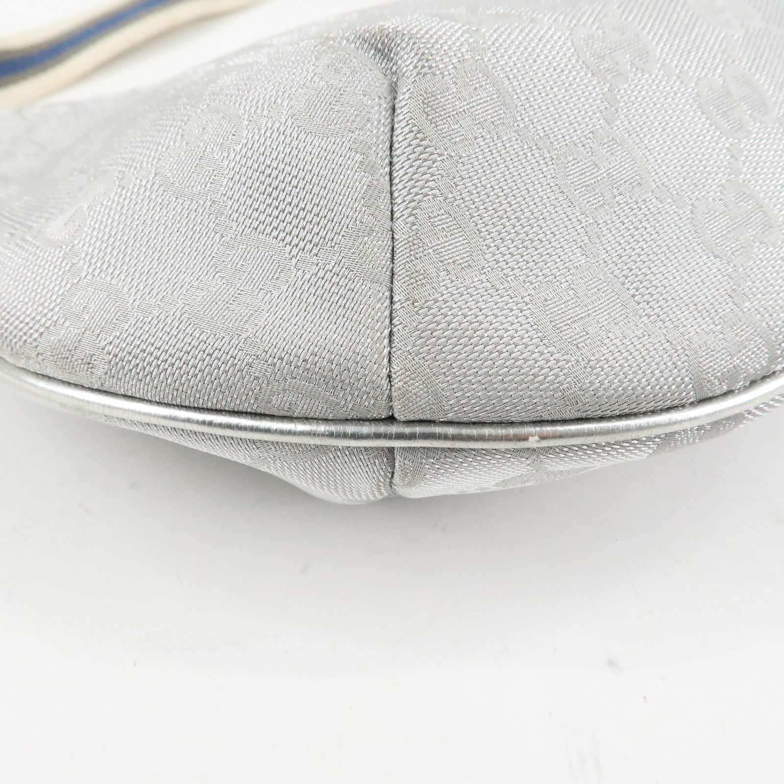 GUCCI Sherry GG Canvas Leather Shoulder Bag Silver 192756 Used