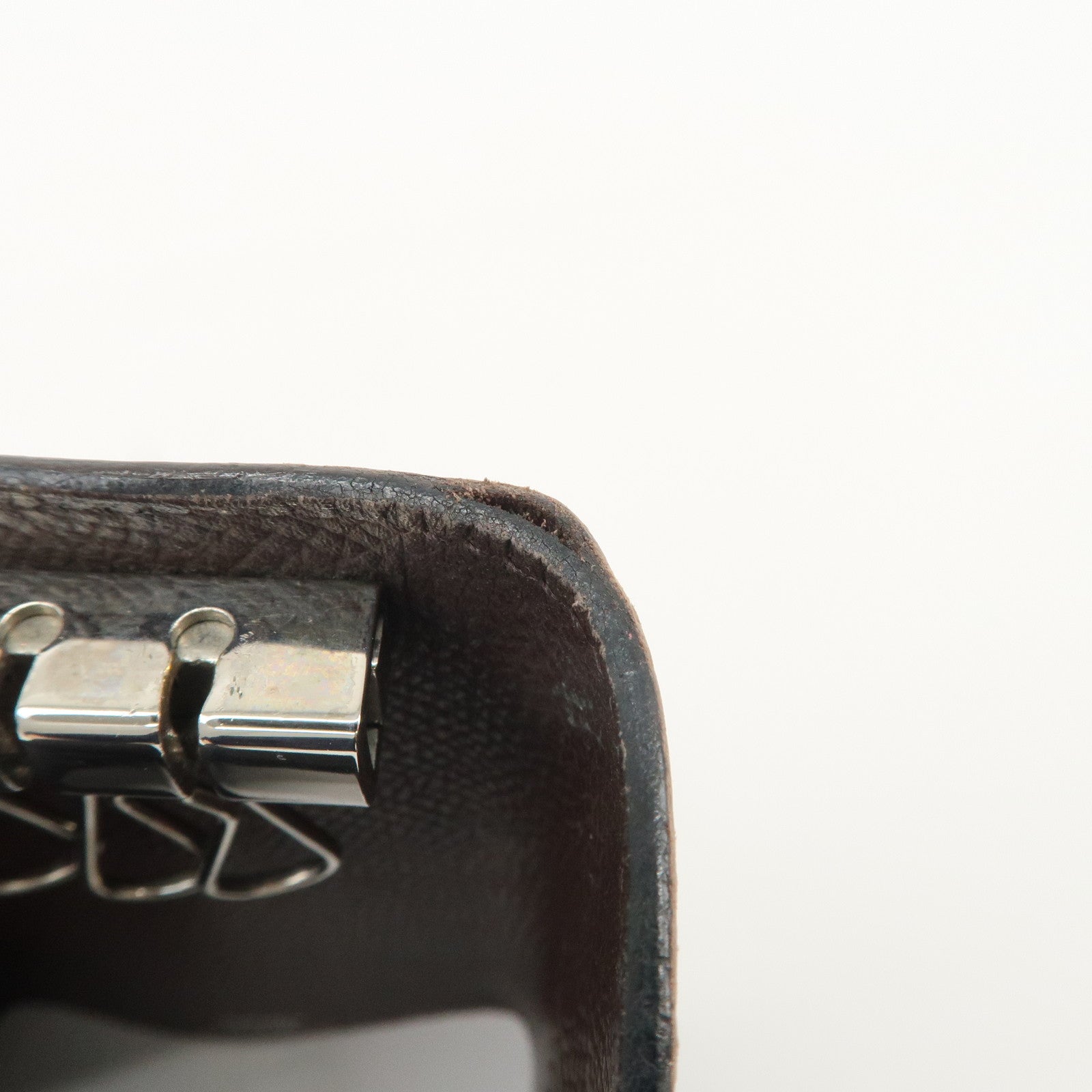 HERMES Etui Cles 4 Veau Epsom Leather L Stamped Key Case Dark Brown