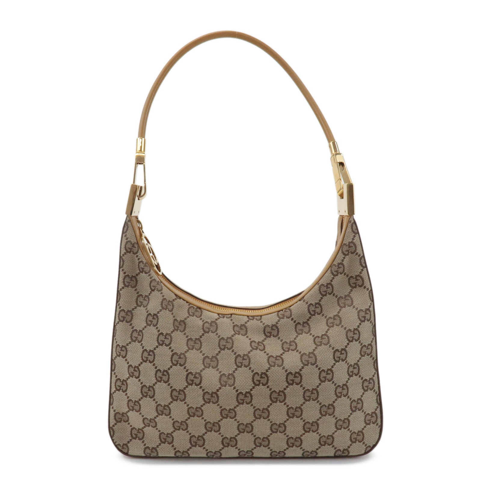 GUCCI GG Canvas Leather Shoulder Bag Hand Bag Beige 001.3812 Used