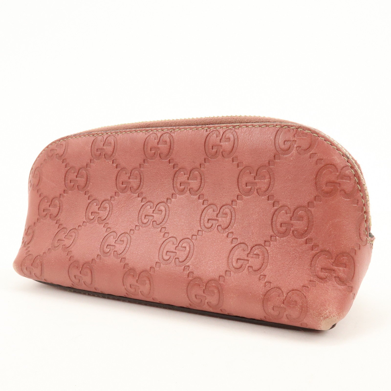 GUCCI Guccissima Leather Cosmetic Pouch Makeup Bag Rose Pink 141811