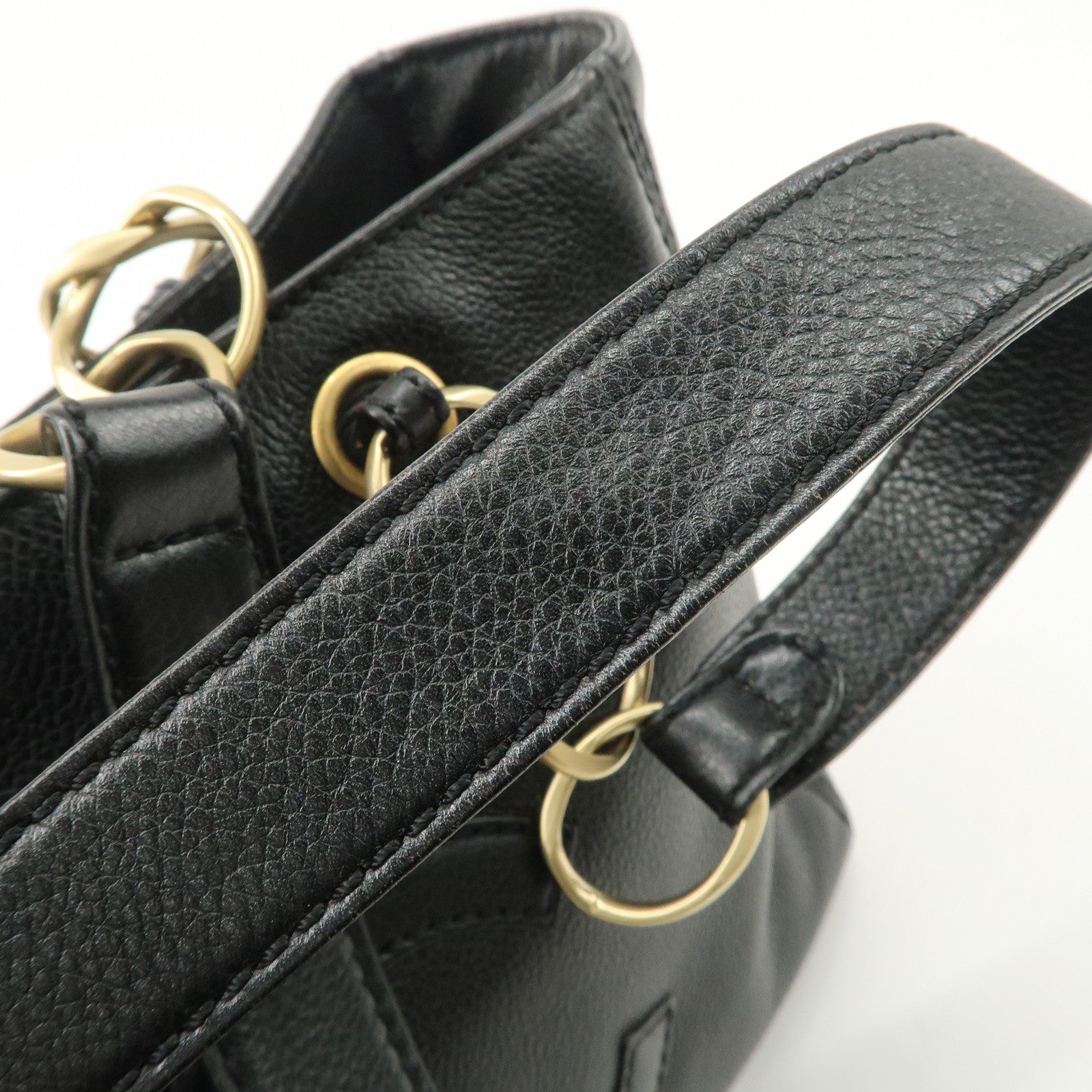 CHANEL COCO Mark Chain Tote Bag Shoulder Bag Black Gold Used