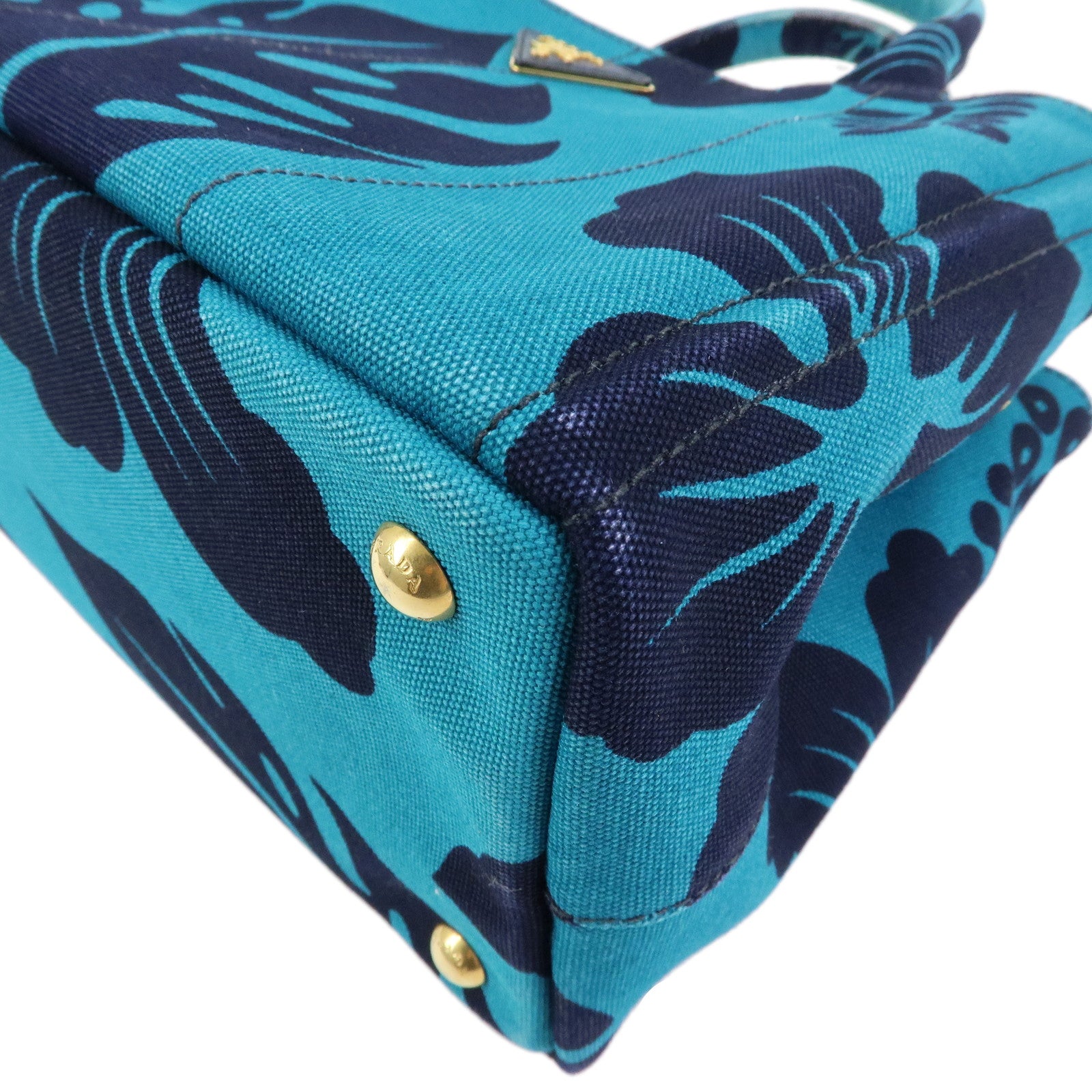 PRADA Canapa Mini Canvas 2Way Hand Shoulder Bag Blue Navy 1BG155