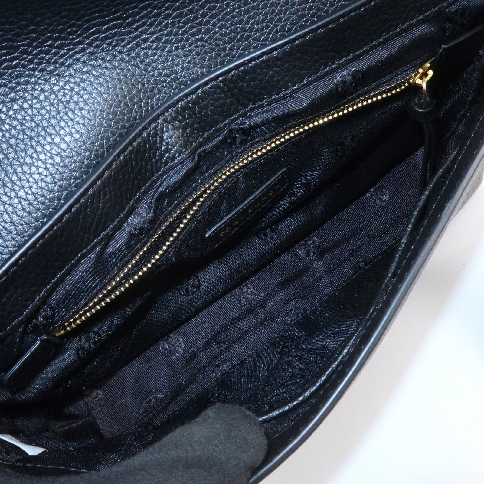 TORY BURCH Logo Leather Shoulder Bag Black