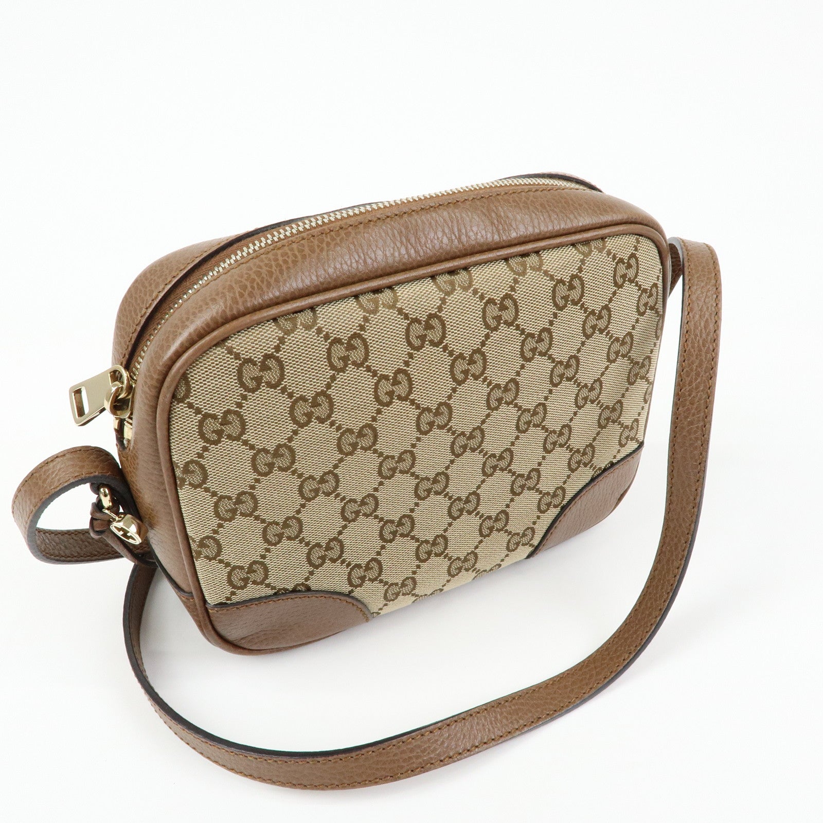GUCCI Interlocking G Canvas Leather Shoulder Crossbody Bag 449413